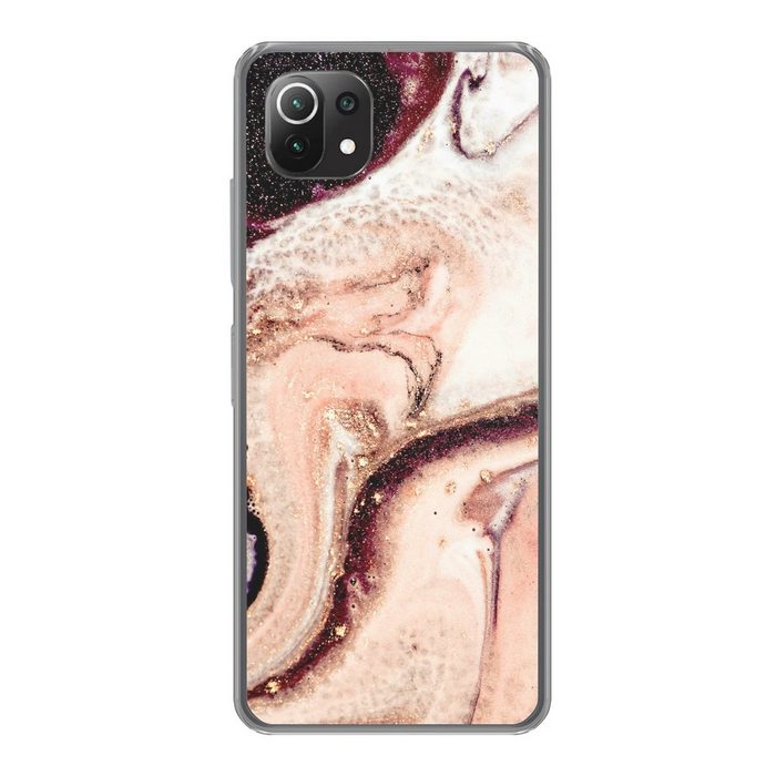 MuchoWow Handyhülle Stein - Marmor - Edelstein - Abstrakt - Natur - Rosa Phone Case Handyhülle Xiaomi Mi 11 Lite Silikon Schutzhülle