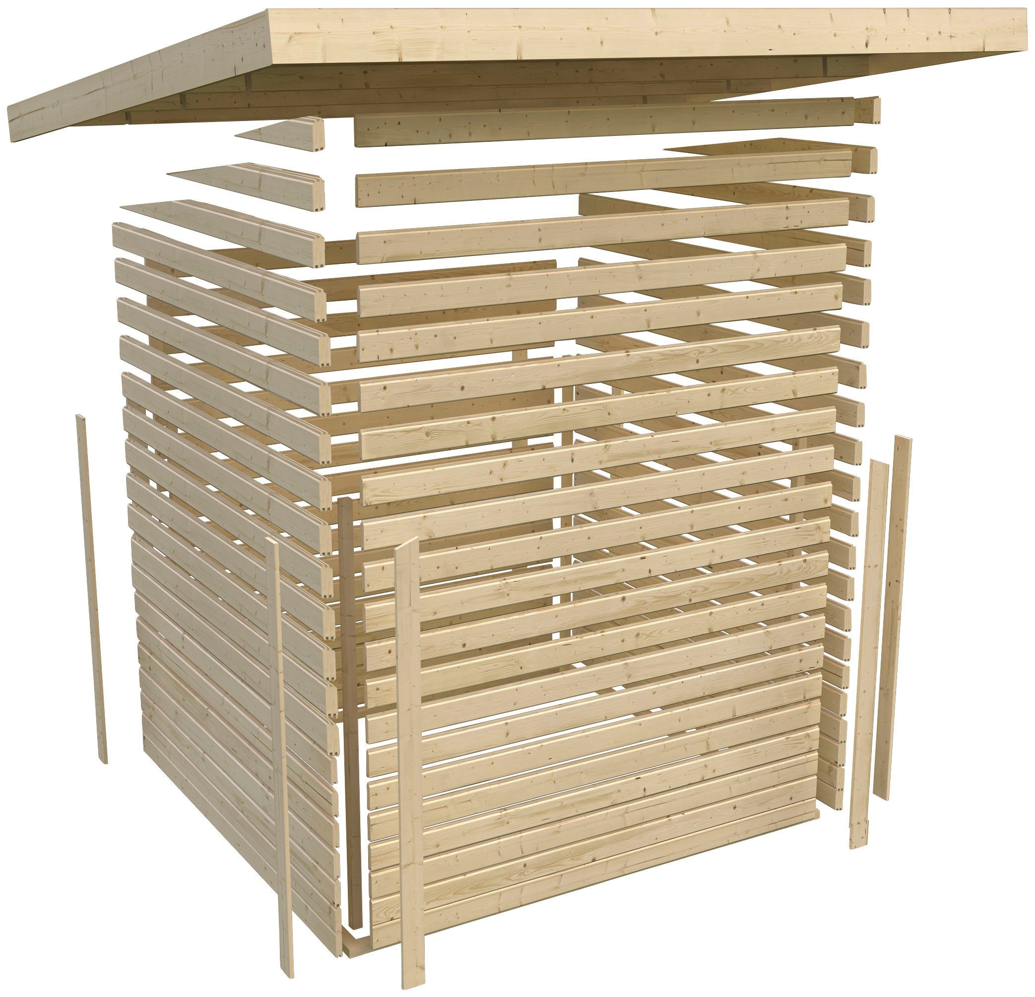 Karibu Saunahaus Talo 1, BxTxH: 1960 x 1460 x 2280 cm, 38 mm, aus hochwertiger nordischer Fichte, mit Energiespartür
