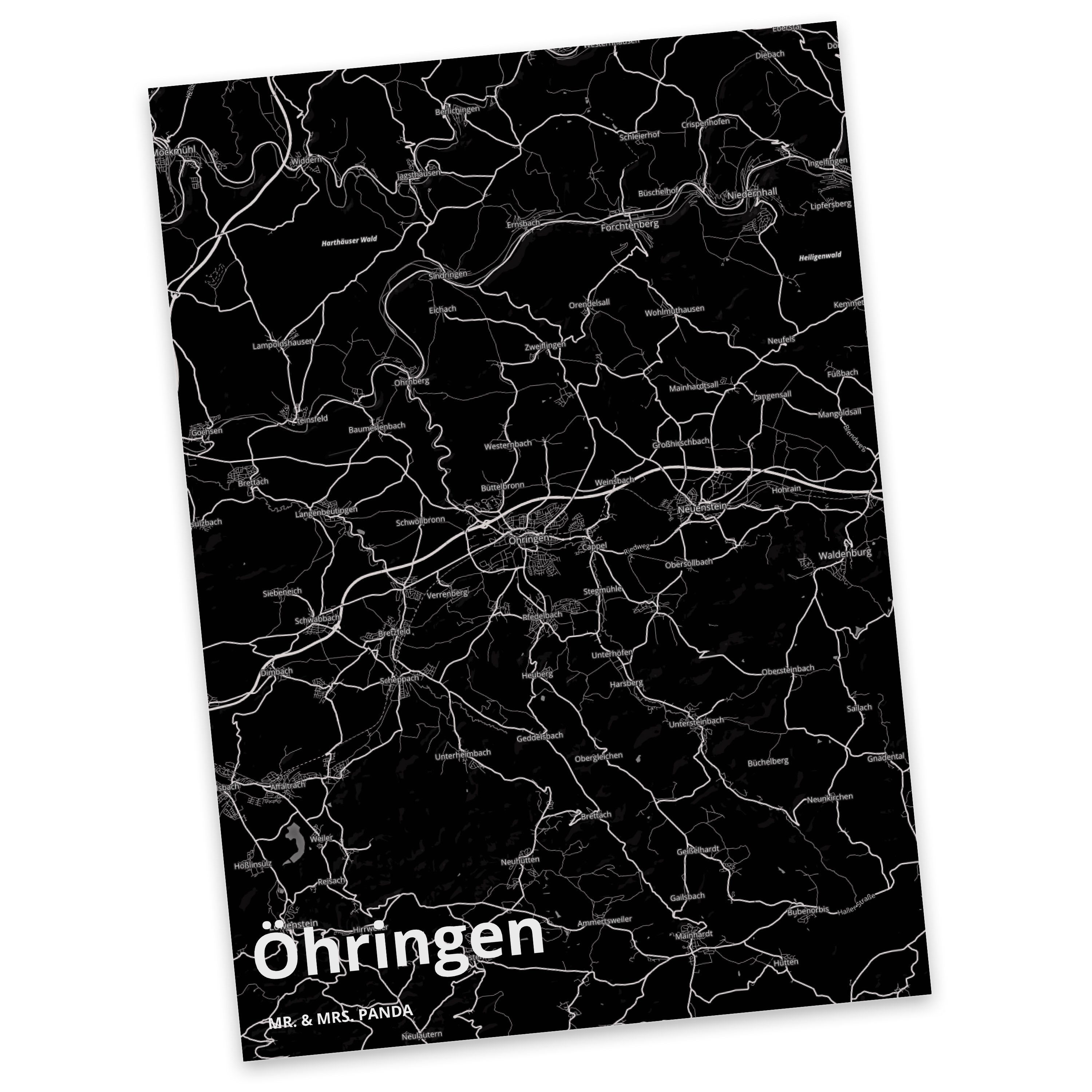 Mr. & Mrs. Panda Postkarte Öhringen - Geschenk, Einladung, Stadt, Stadt Dorf Karte Landkarte Map