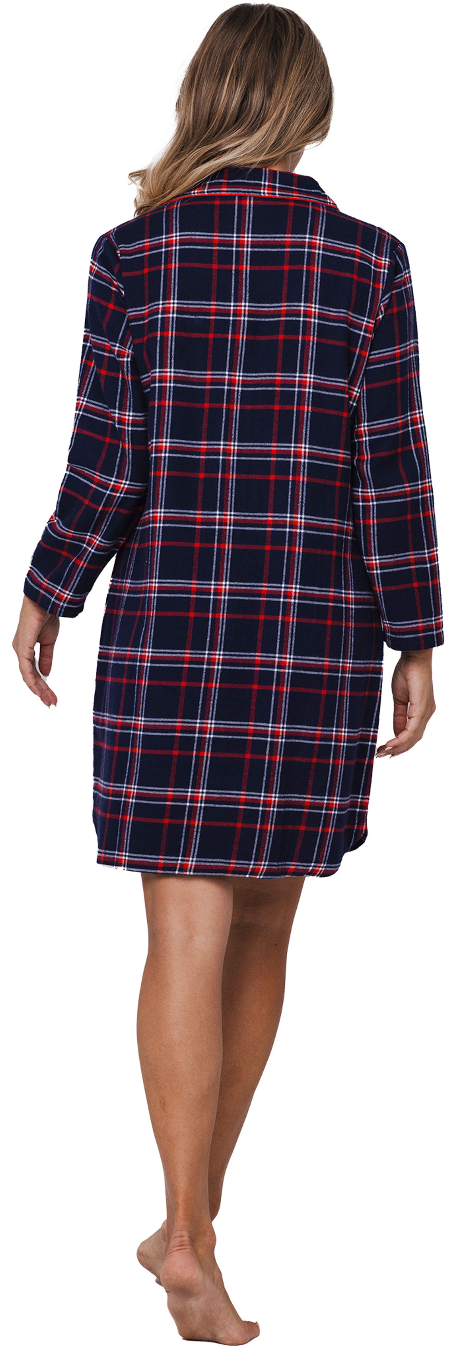 Rebelle Nachthemd Rebelle Damen Flanell Schlafshirt geknöpft (1-tlg) Baumwo günstig online kaufen