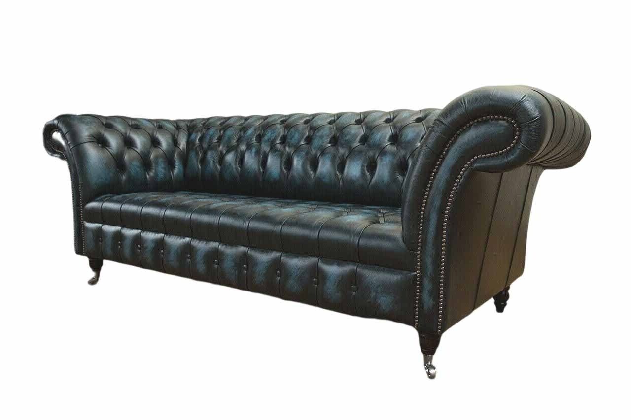 JVmoebel Sofa Klassischer Schwarzer Dreisitzer Polster Europe in Made Chesterfield Couch