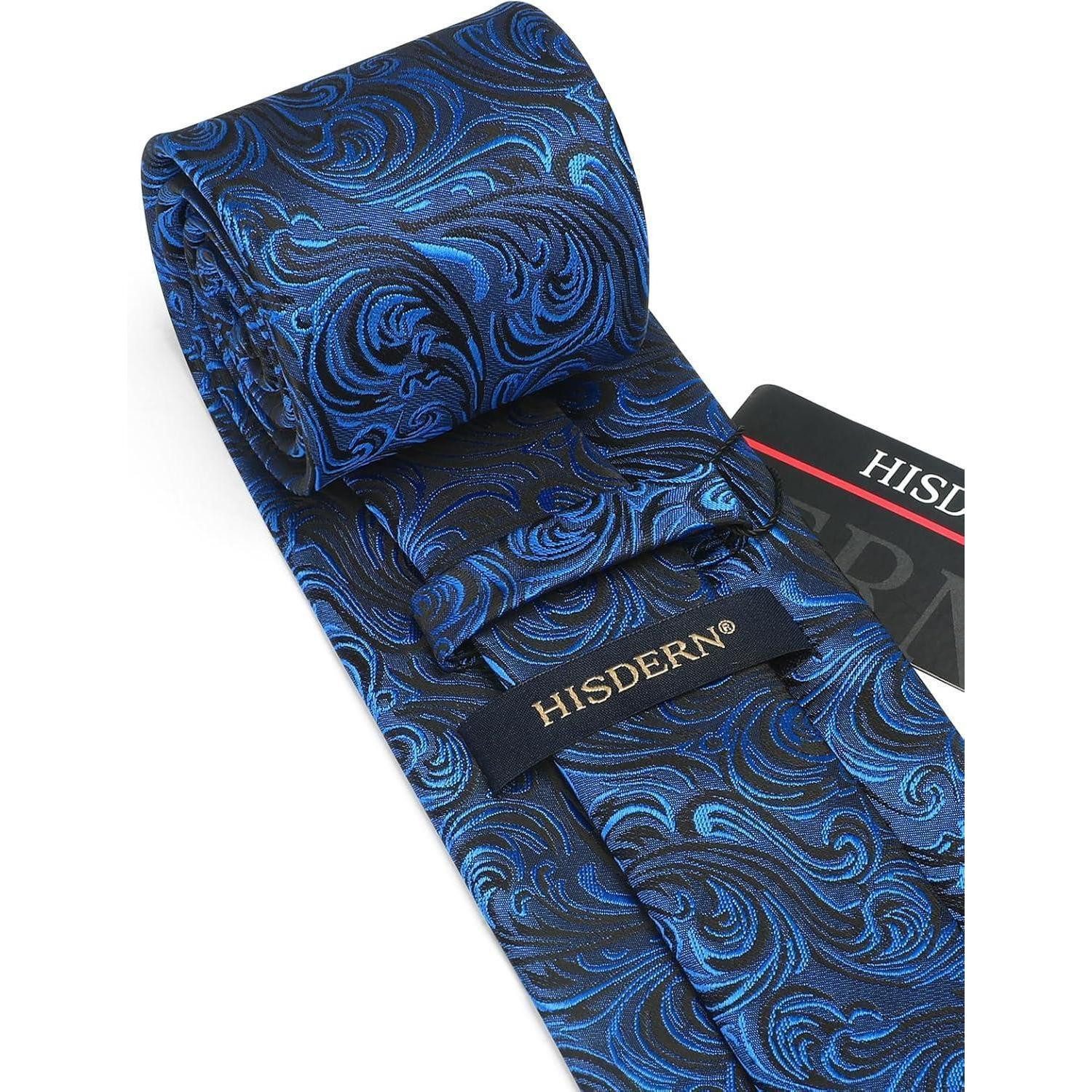 LuxusKollektion Krawatte Krawatte Herren Einstecktuch Paisley Blume Hochzeit Set Royal Blau