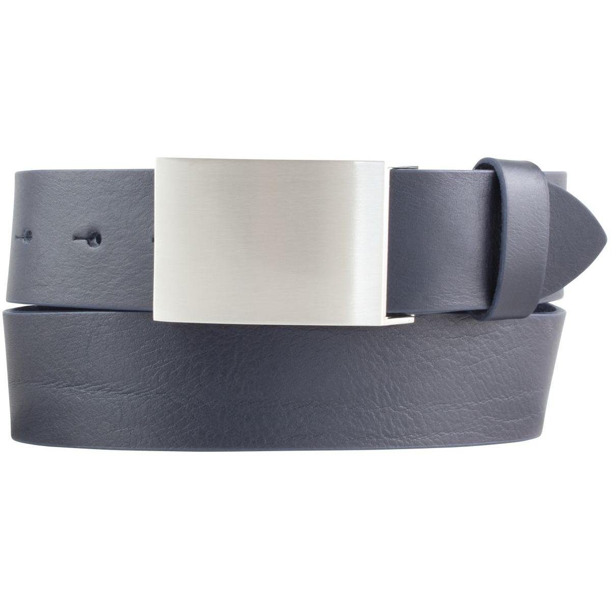 BELTINGER Ledergürtel Gürtel aus Vollrindleder Jeans - cm Herren für Silber - 40mm Marine, 4,0 Jeans-Gürtel