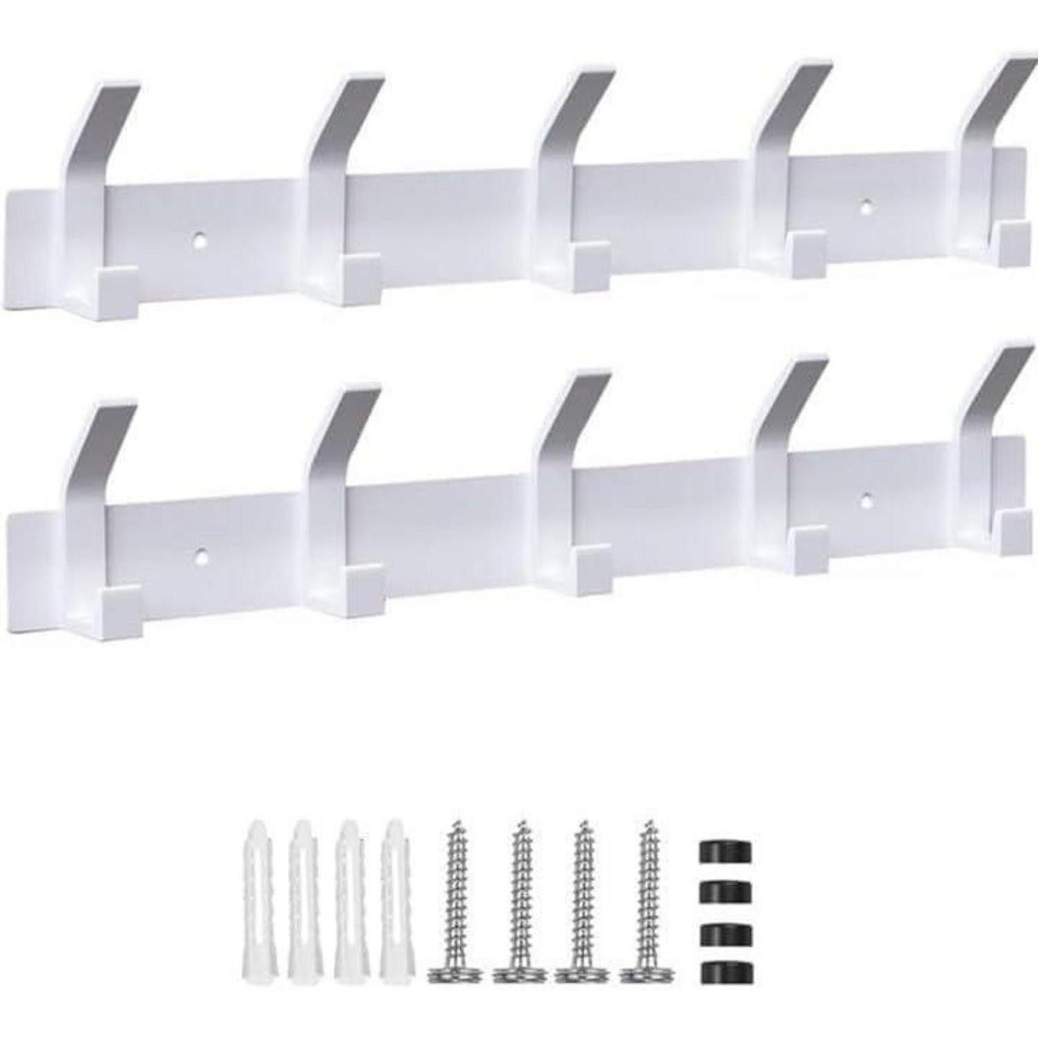 LuxusKollektion Kleiderhaken Kleiderhaken Wand 2er Set Weiss 5 Haken, (2-St)