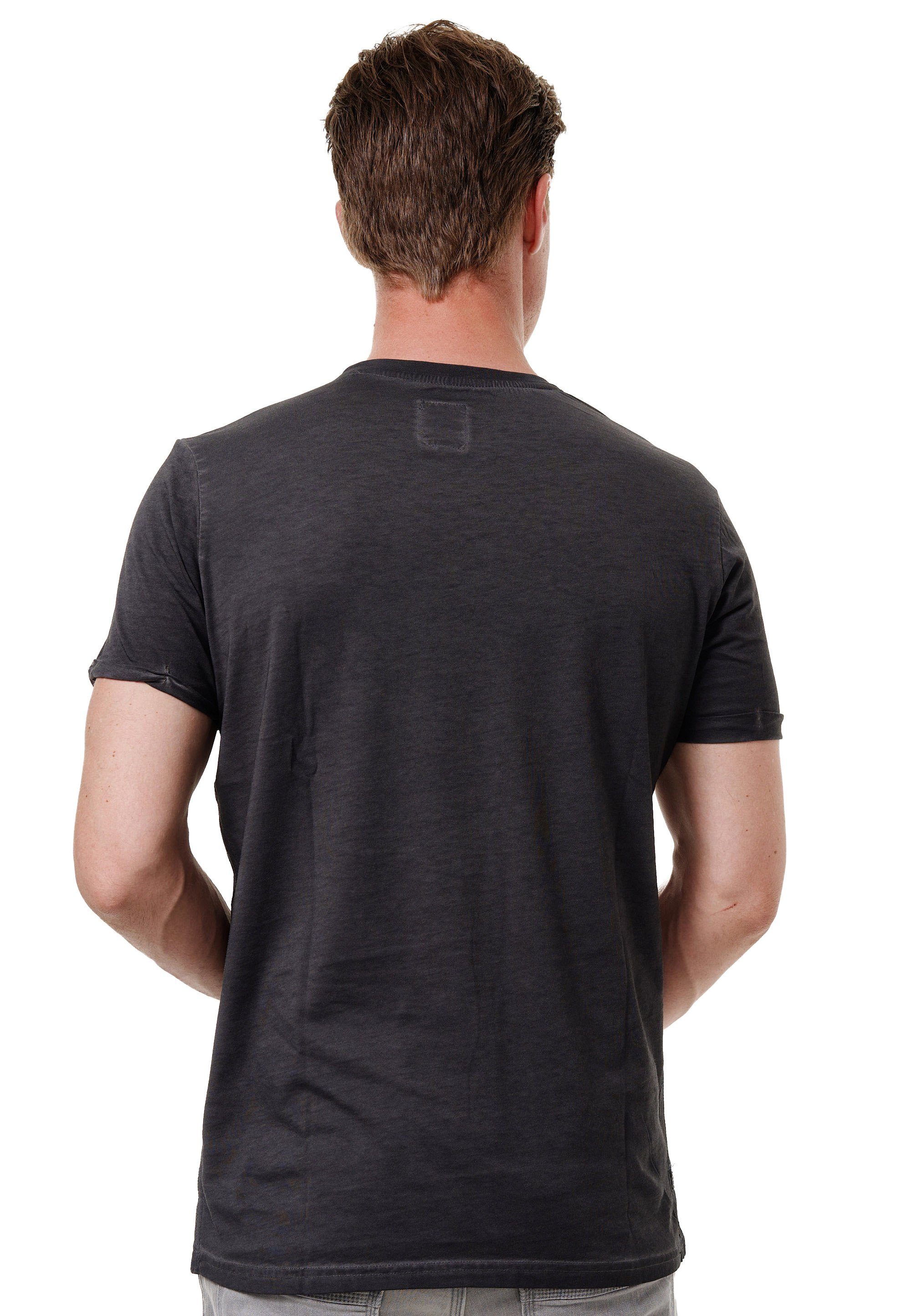Rusty Neal T-Shirt mit aufgesetzter Brusttasche anthrazit