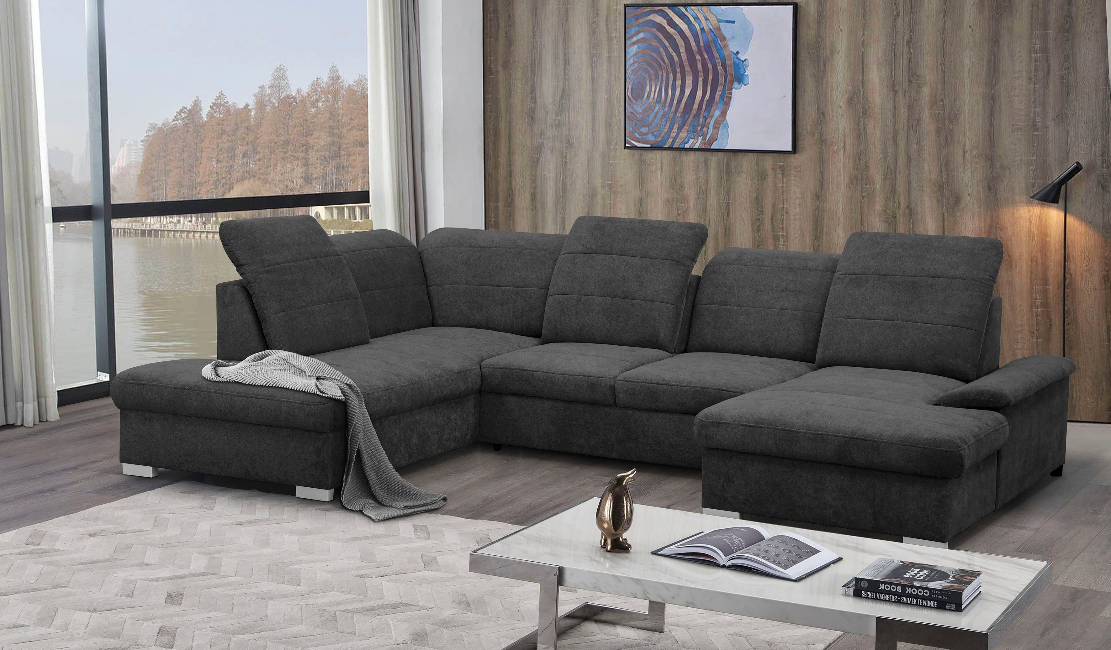 mokebo Wohnlandschaft »Kordula«, Sofa in U-Form mit Schlaffunktion &  Bettkasten, Schlafcouch mit Sitztiefenverstellung & verstellbaren  Kopfteilen online kaufen | OTTO