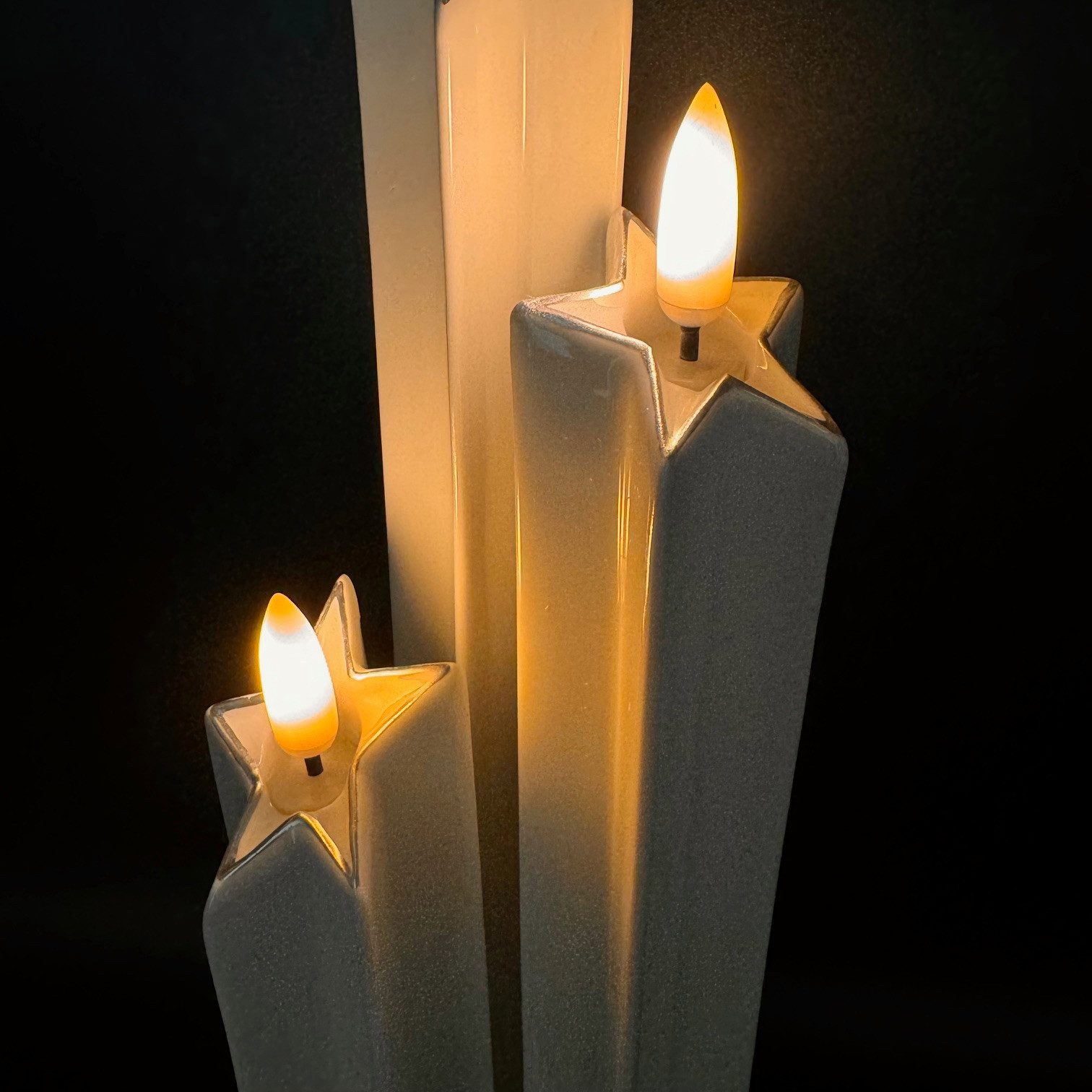 Online-Fuchs LED-Kerze 3 LED-Kerzen zusammen in Sternform aus Keramik gefer günstig online kaufen