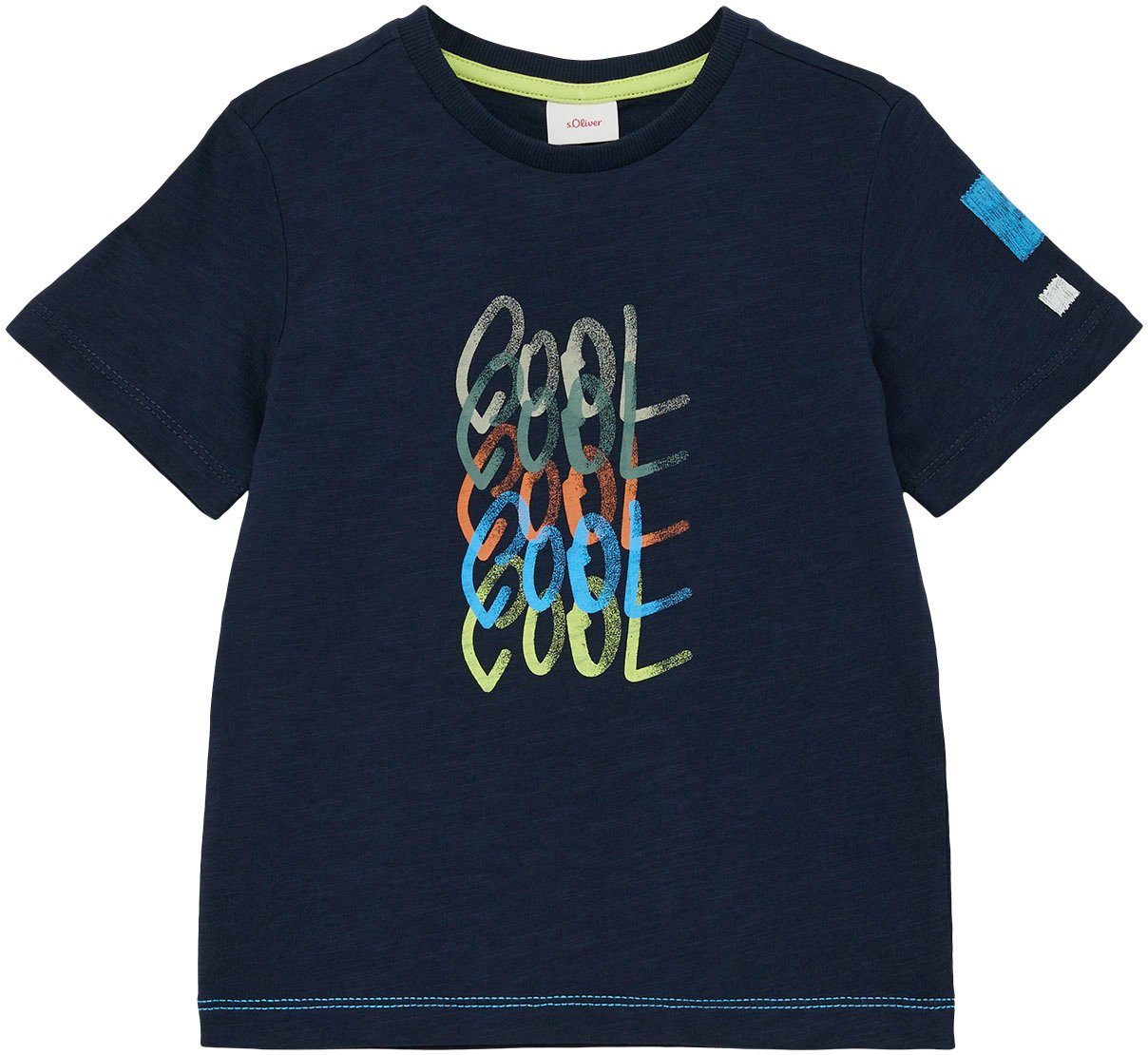 s.Oliver Junior T-Shirt Stickereien am blue Arm