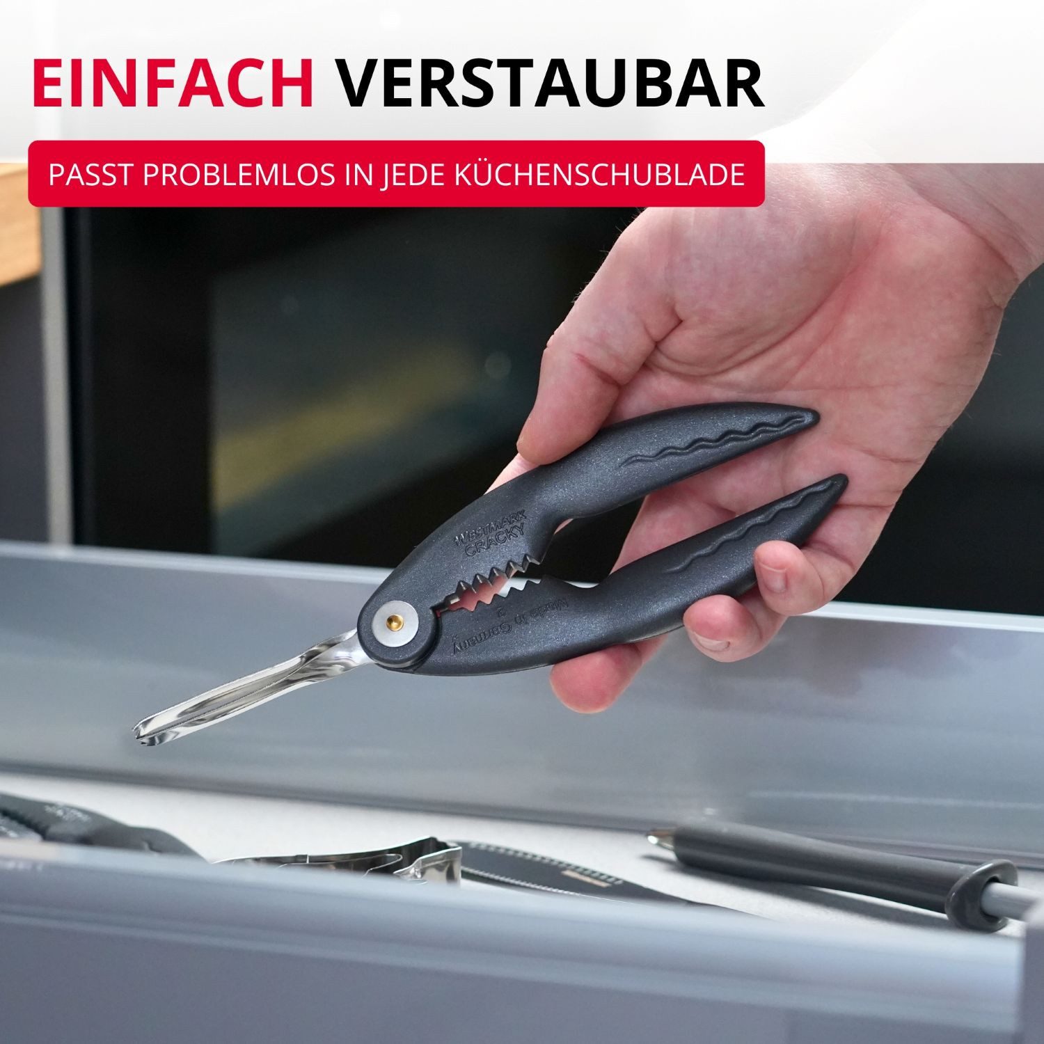 WESTMARK Fischbesteck Hummerknacker mit Pinzette »Cracky-Spezial« Black Edition, Aluminium, Edelstahl, griffige Haptik