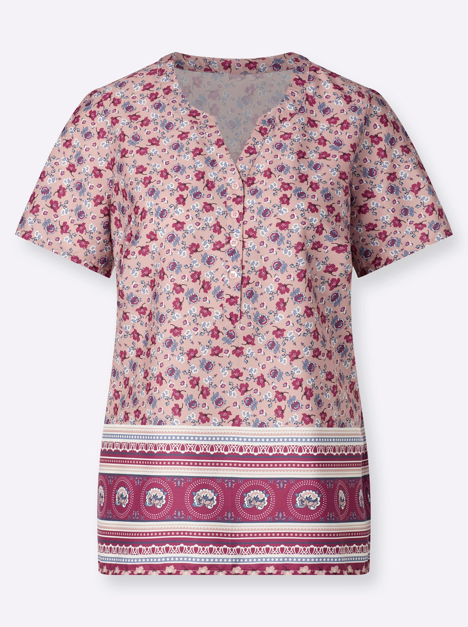 Klassische Bluse Schlupfbluse Kurzarm