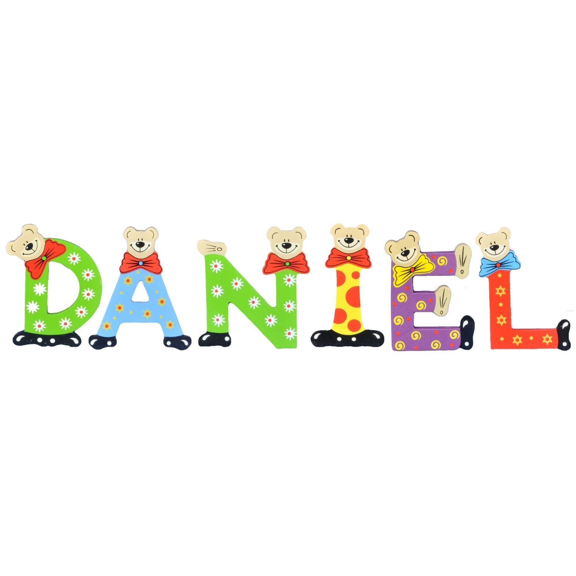 St), Playshoes DANIEL Deko-Buchstaben 6 Kinder Namen-Set, - (Set, sortiert Holz-Buchstaben