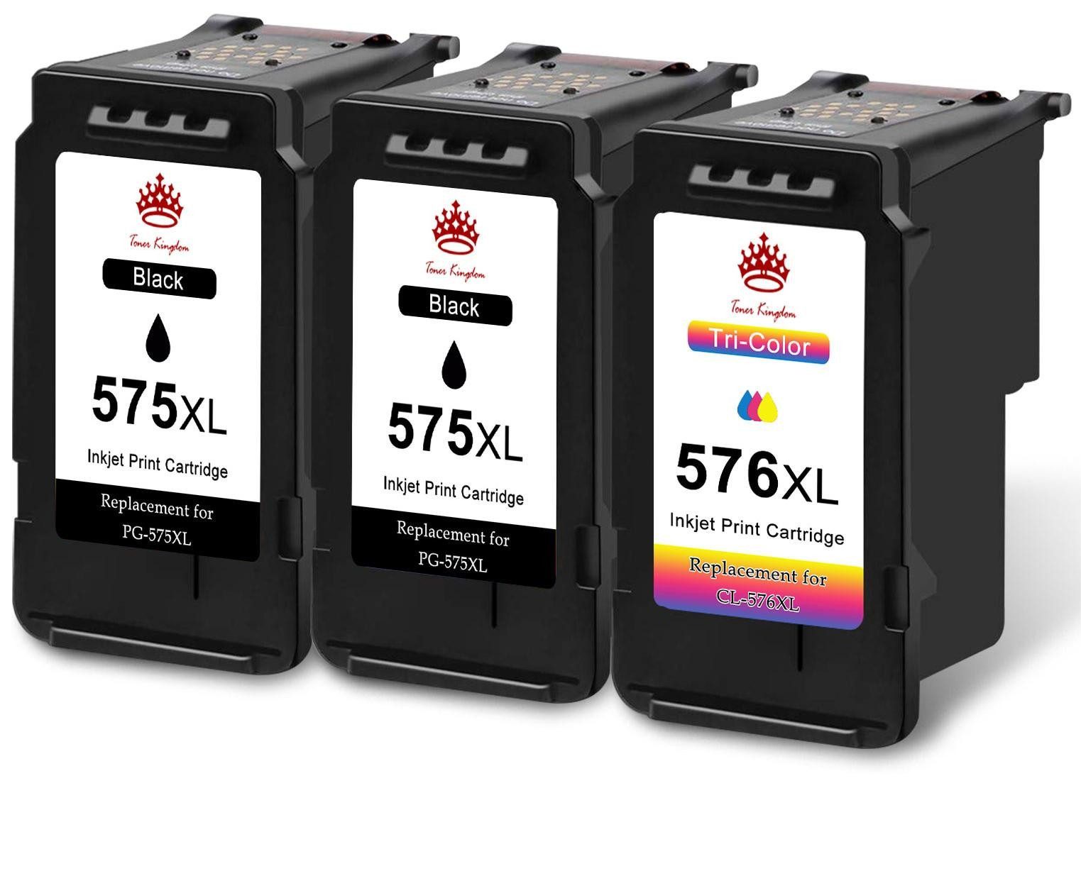Toner Kingdom 2er für CANON PG-575 576 XXL Patronen Tintenpatrone (für Pixma TR4750i TR4751i TS3550i TS3551i)