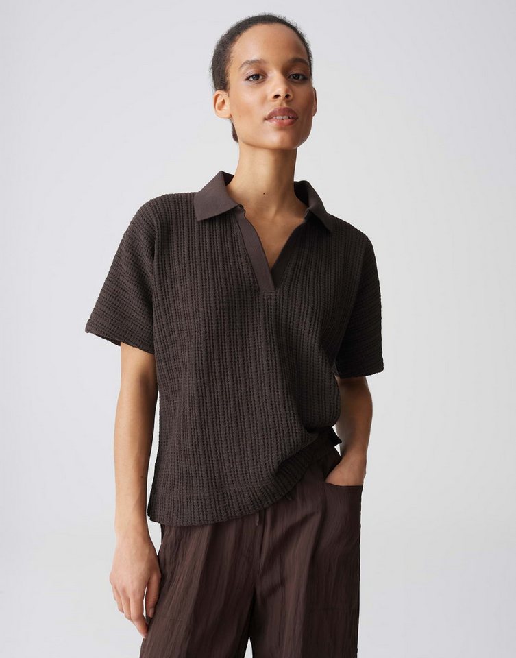 OPUS Poloshirt Sepoko aus weicher Webware mit Strickoptik Seitenschlitze sorgen für angenehme Bewegungsfreiheit