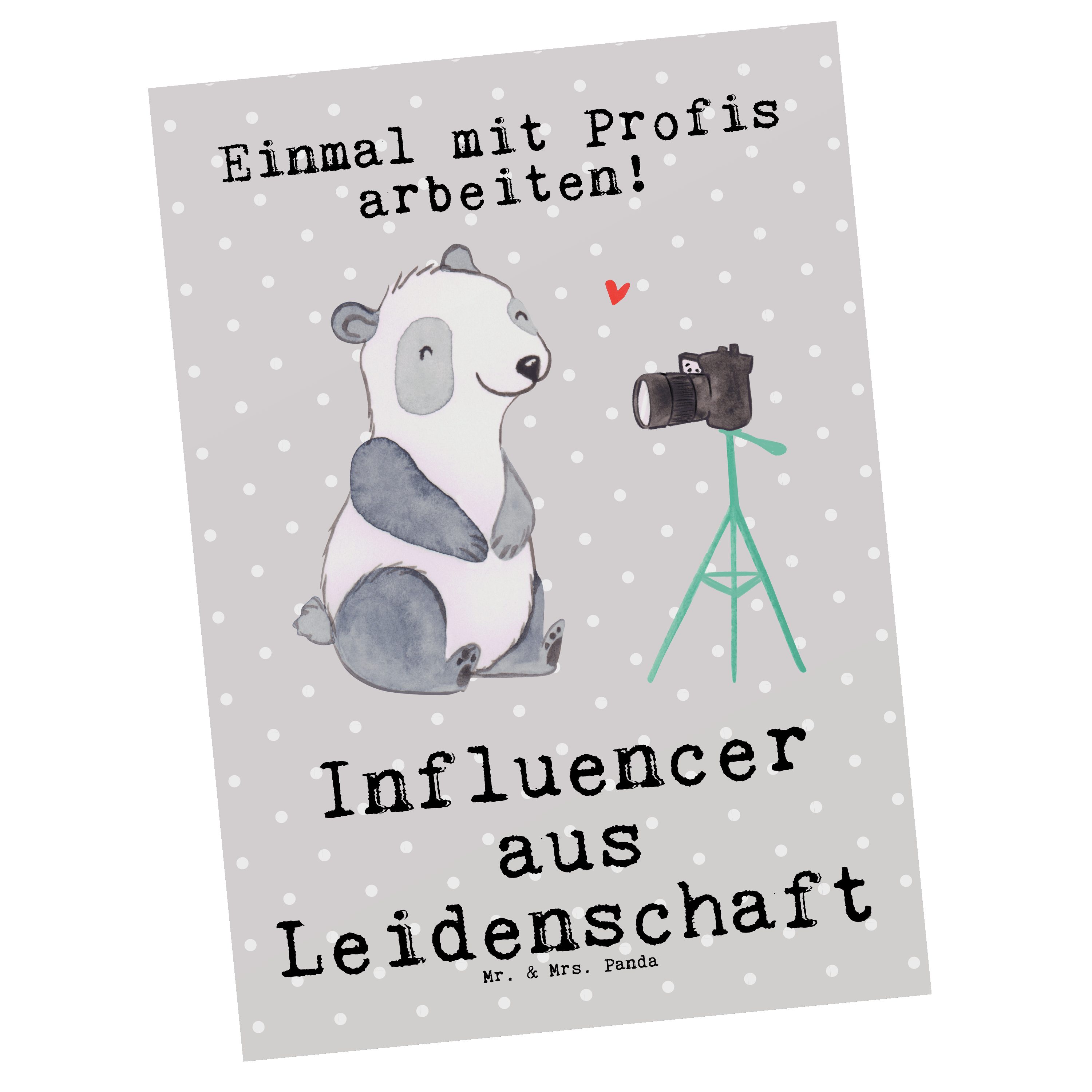 aus Kar Panda Postkarte Geschenk, Grußkarte, - Leidenschaft Mr. Pastell - Influencer Mrs. & Grau