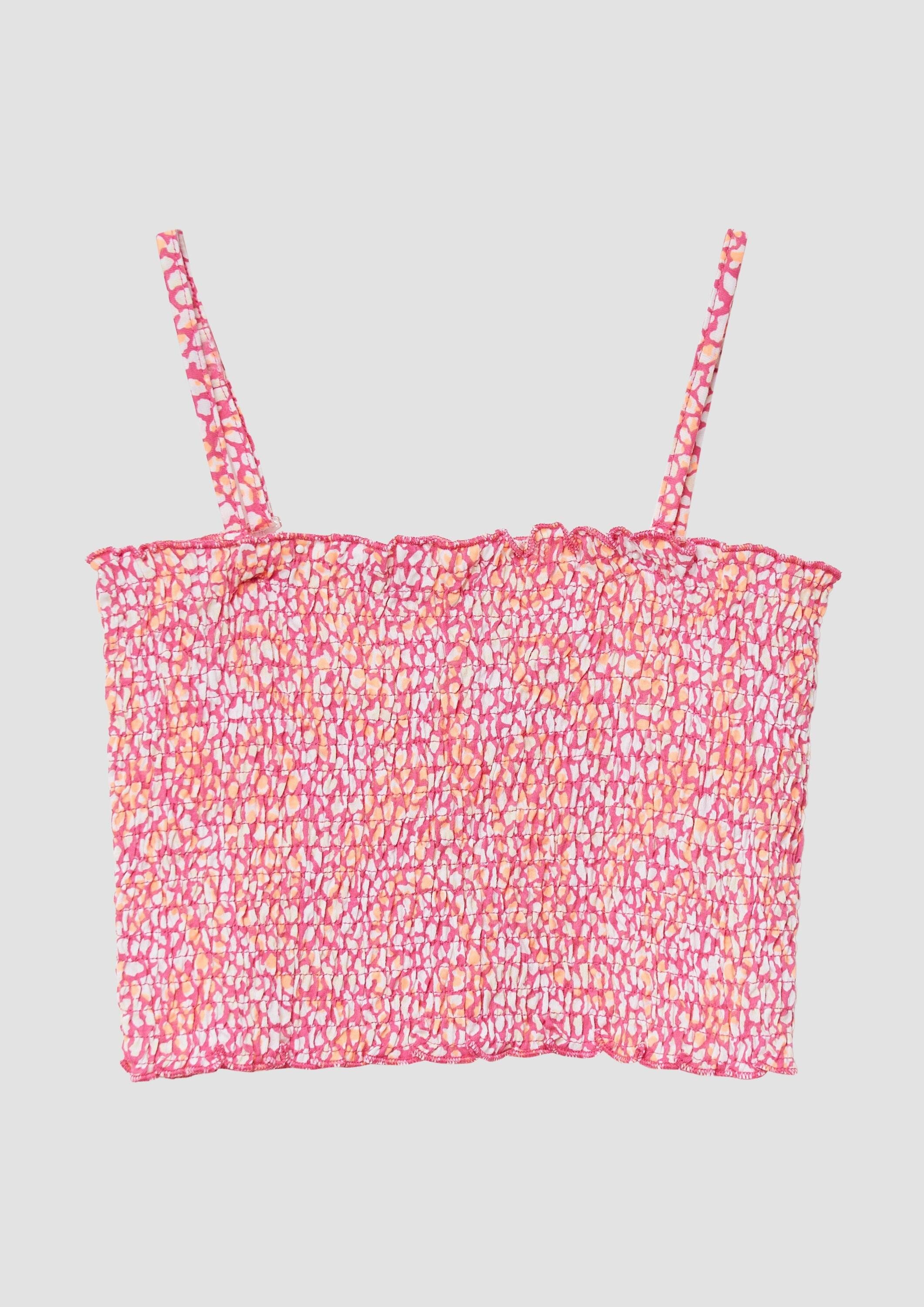 s.Oliver Muskelshirt T-Shirt Gesmoktes Crop-Top mit abnehmbaren Spaghettiträgern