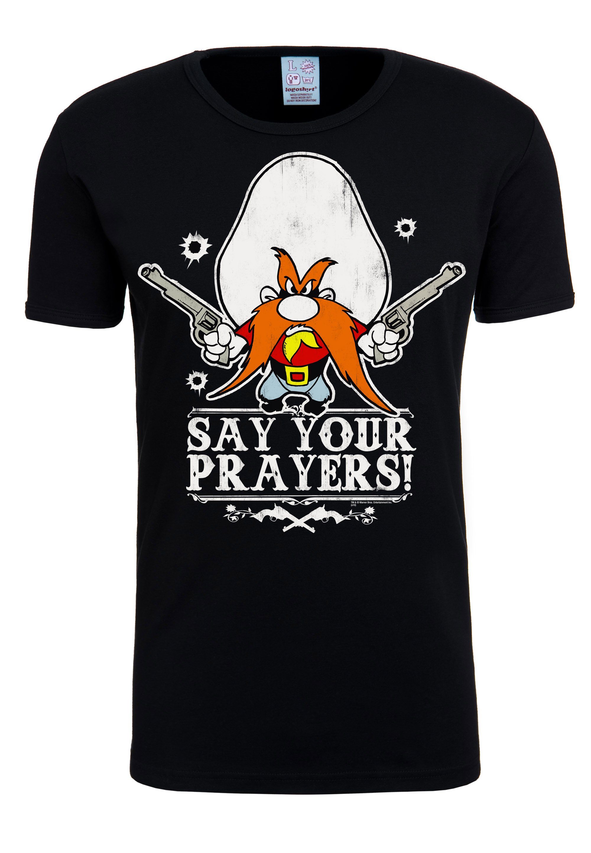 LOGOSHIRT T-Shirt Looney - mit Prayer - coolem Tunes Yosemite Retro-Print