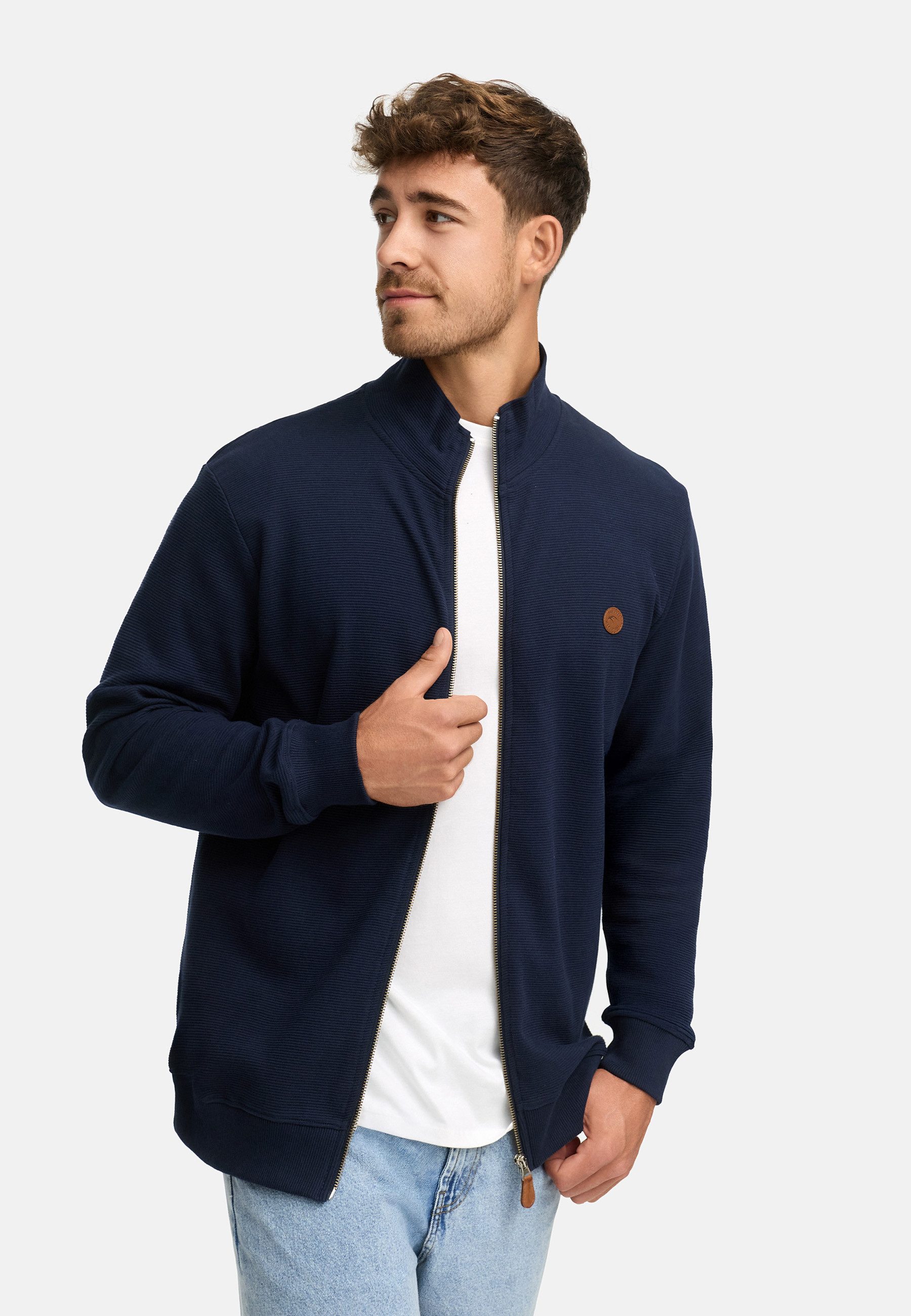 Indicode Sweatjacke Herren INGuadalupe Cardigan Herrenstrickjacke mit dezentem Logoprint auf der Brust