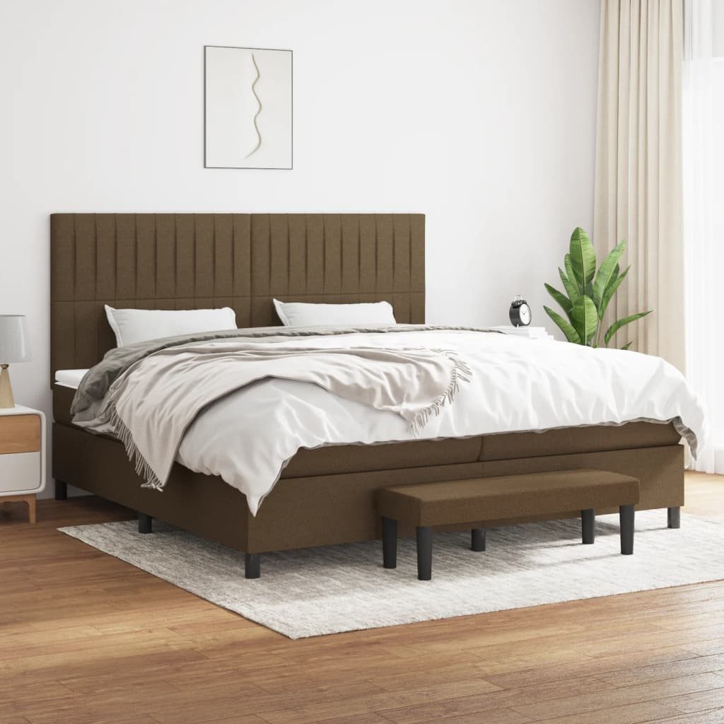 vidaXL Boxspringbett Boxspringbett mit Matratze Dunkelbraun 200x200 cm Stof günstig online kaufen