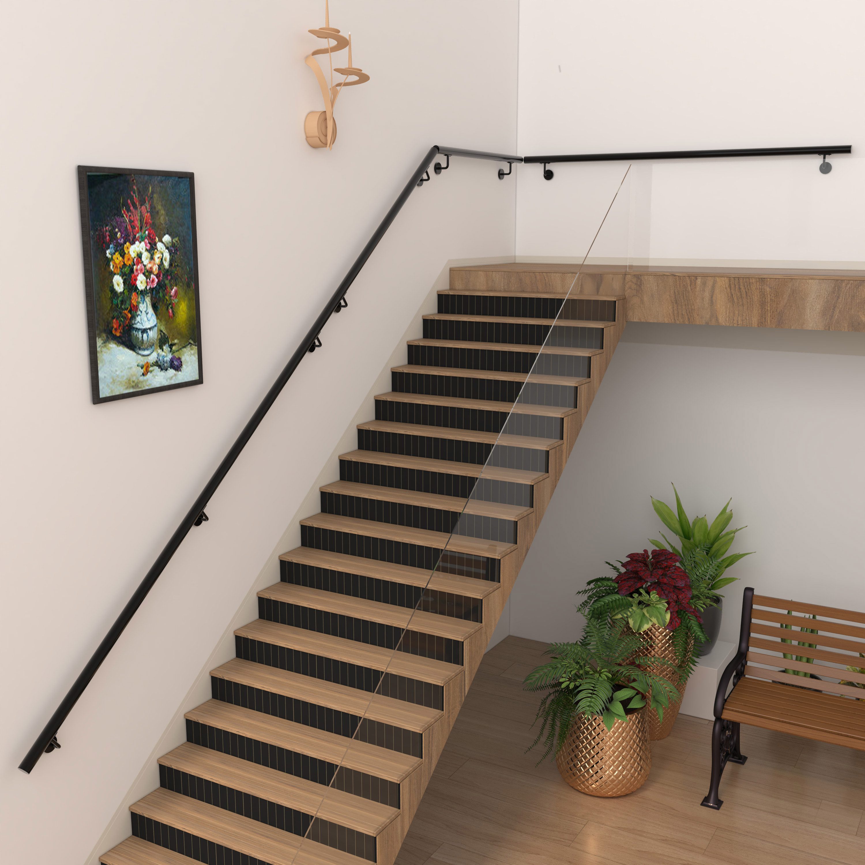 duschspa Treppengeländer Wandhandlauf Edelstahl Treppengeländer 80–240cm Handlauf Innen & Außen, 120 cm Länge, ist rostfrei – Bild 4 von 5