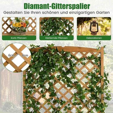 COSTWAY Blumenkasten, mit Spalier, Rankgitter & Drainageloch, Tannenholz