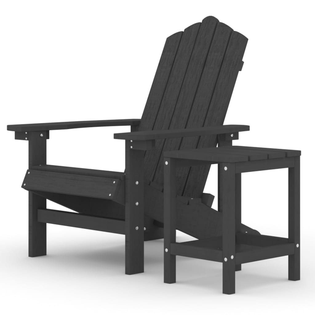 vidaXL Gartenstuhl Adirondack-Gartenstuhl mit Tisch HDPE Anthrazit (1 St)