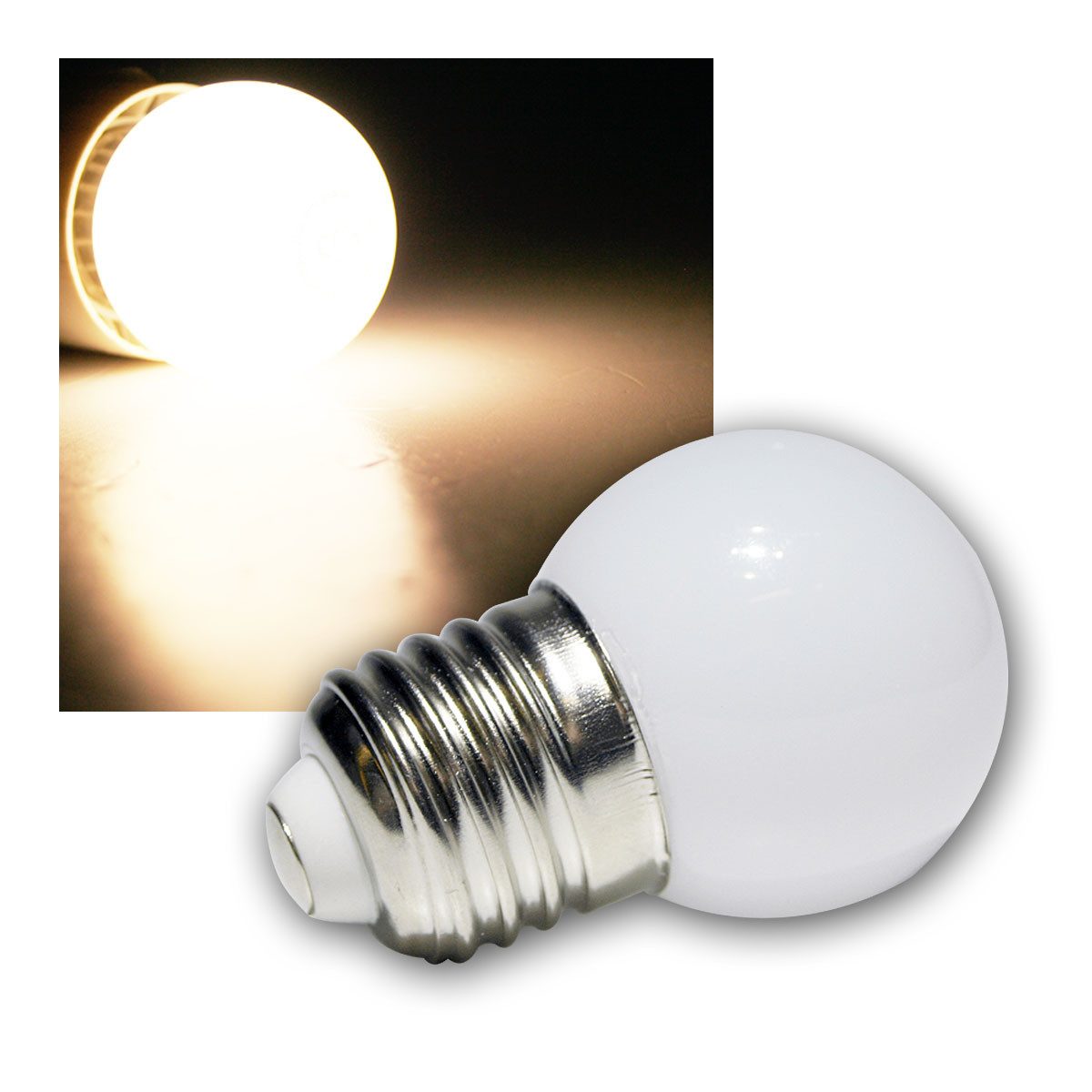 ChiliTec LED-Leuchtmittel 3 x LED-Tropfenlampe E27, warmweiß, 0,4W 230V 30lm, warmweiß