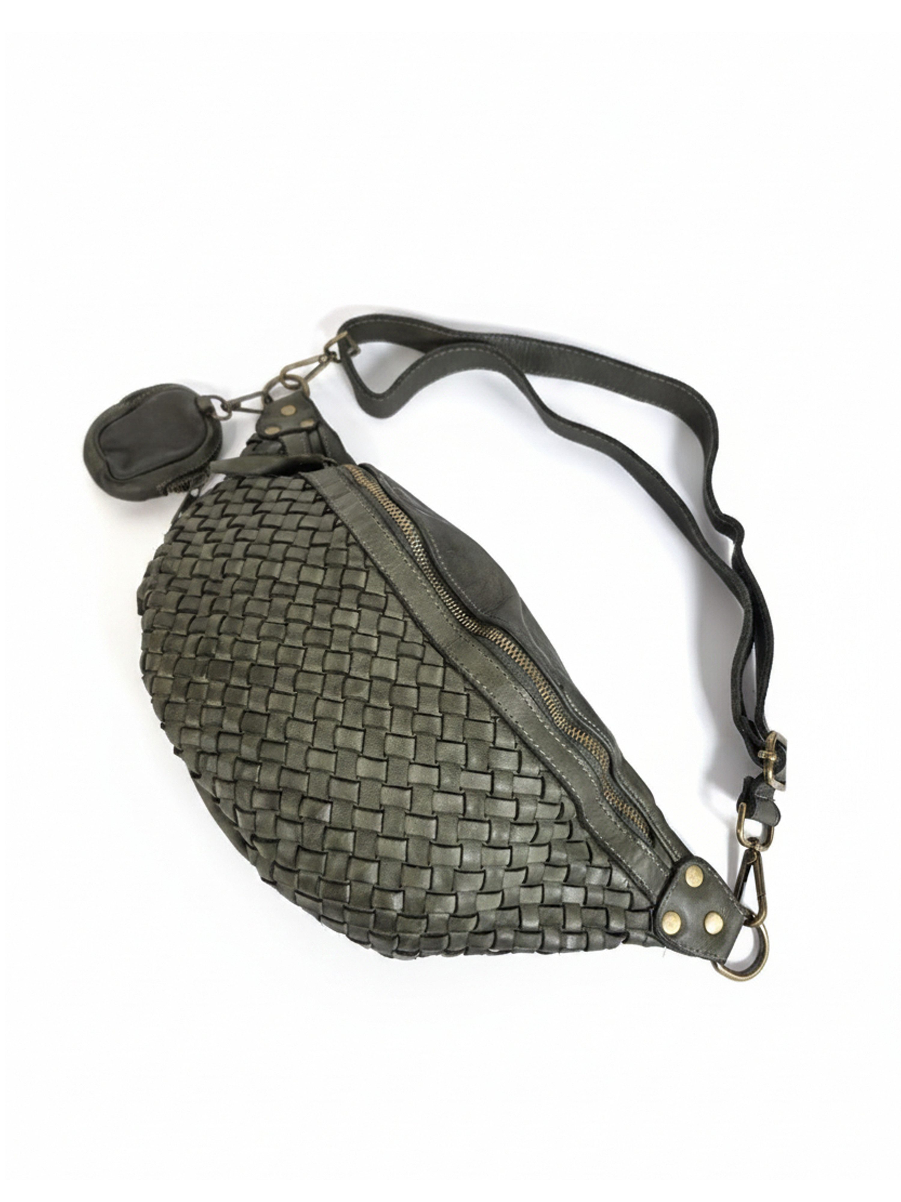 sanumi Bauchtasche italienische Leder-Umhängetasche