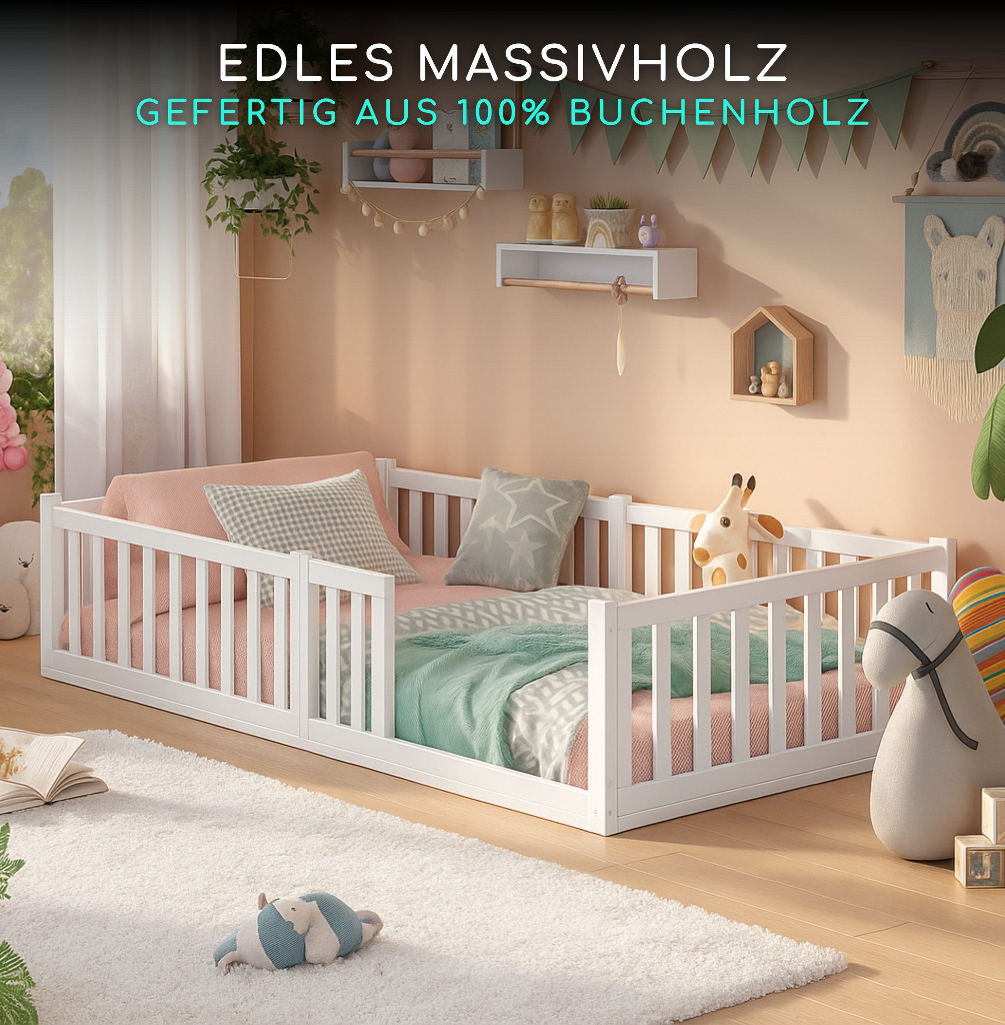 ALAVYA Home Kids Kinderbett Bodenbett TITAN - 100% FSC®-zertifiziertem (Exk günstig online kaufen