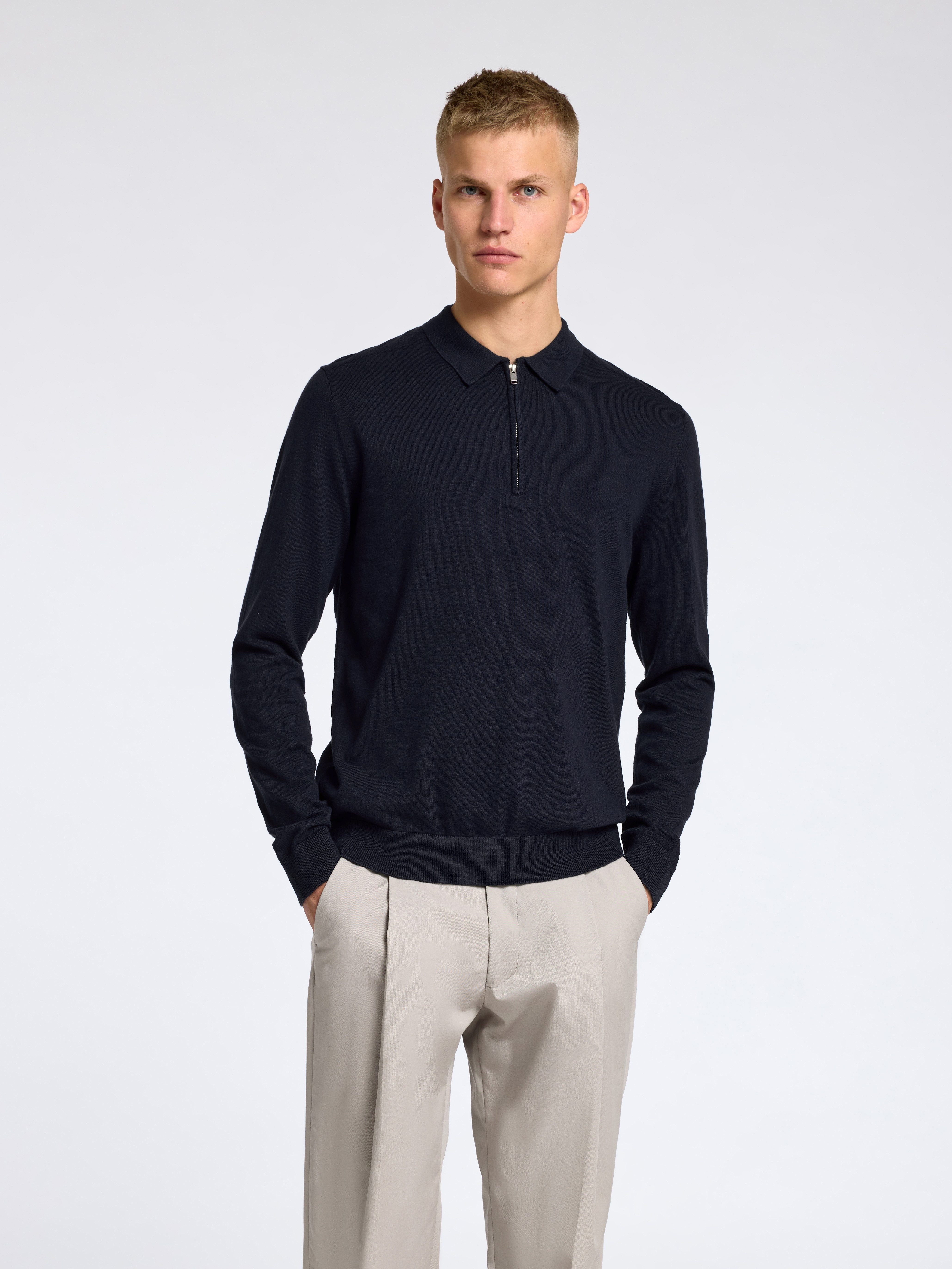 Selected Polokragenpullover SLHBERG LS HALF ZIP POLO NOOS