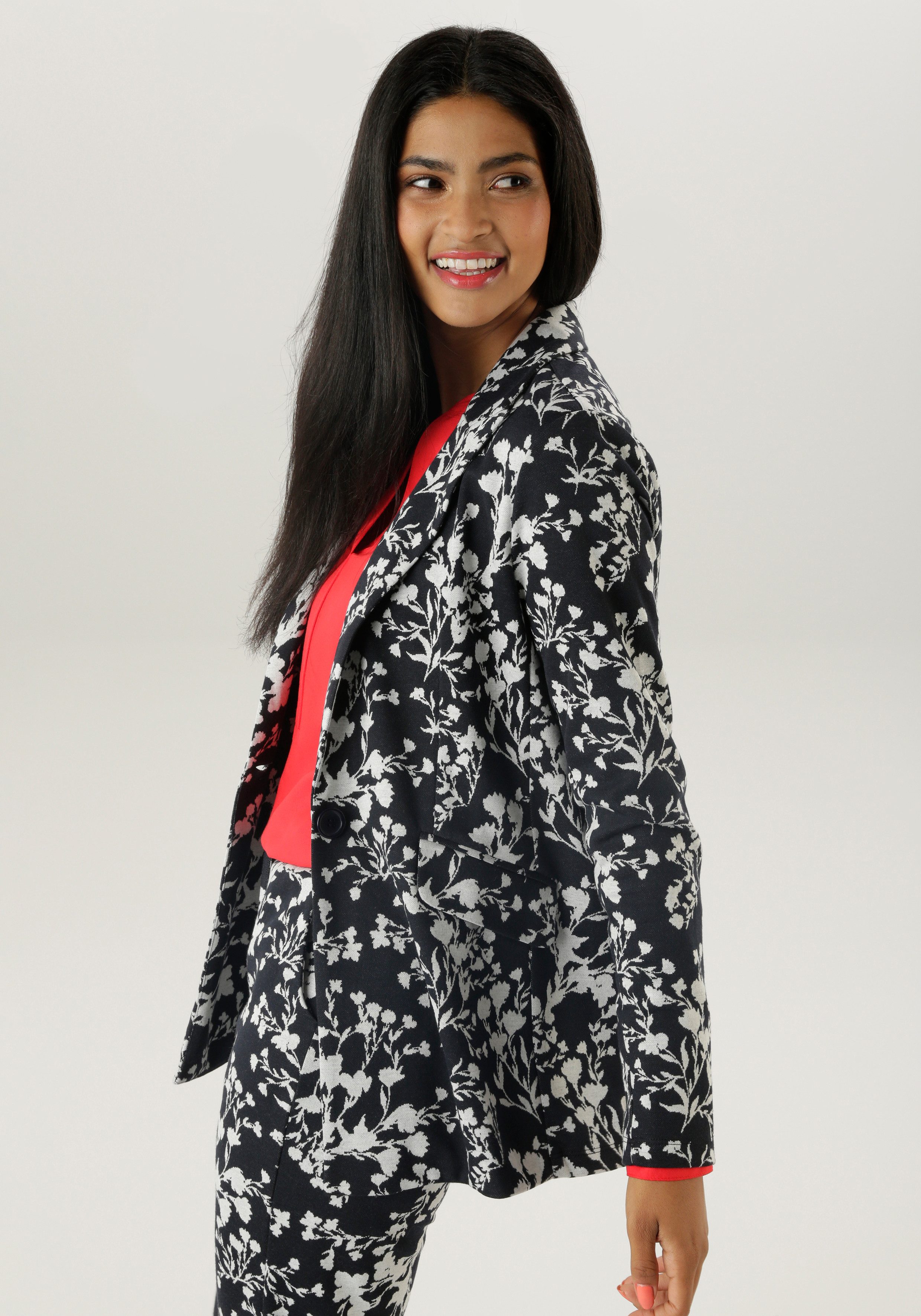 Aniston SELECTED Longblazer mit abstrakter, floraler Musterung günstig online kaufen