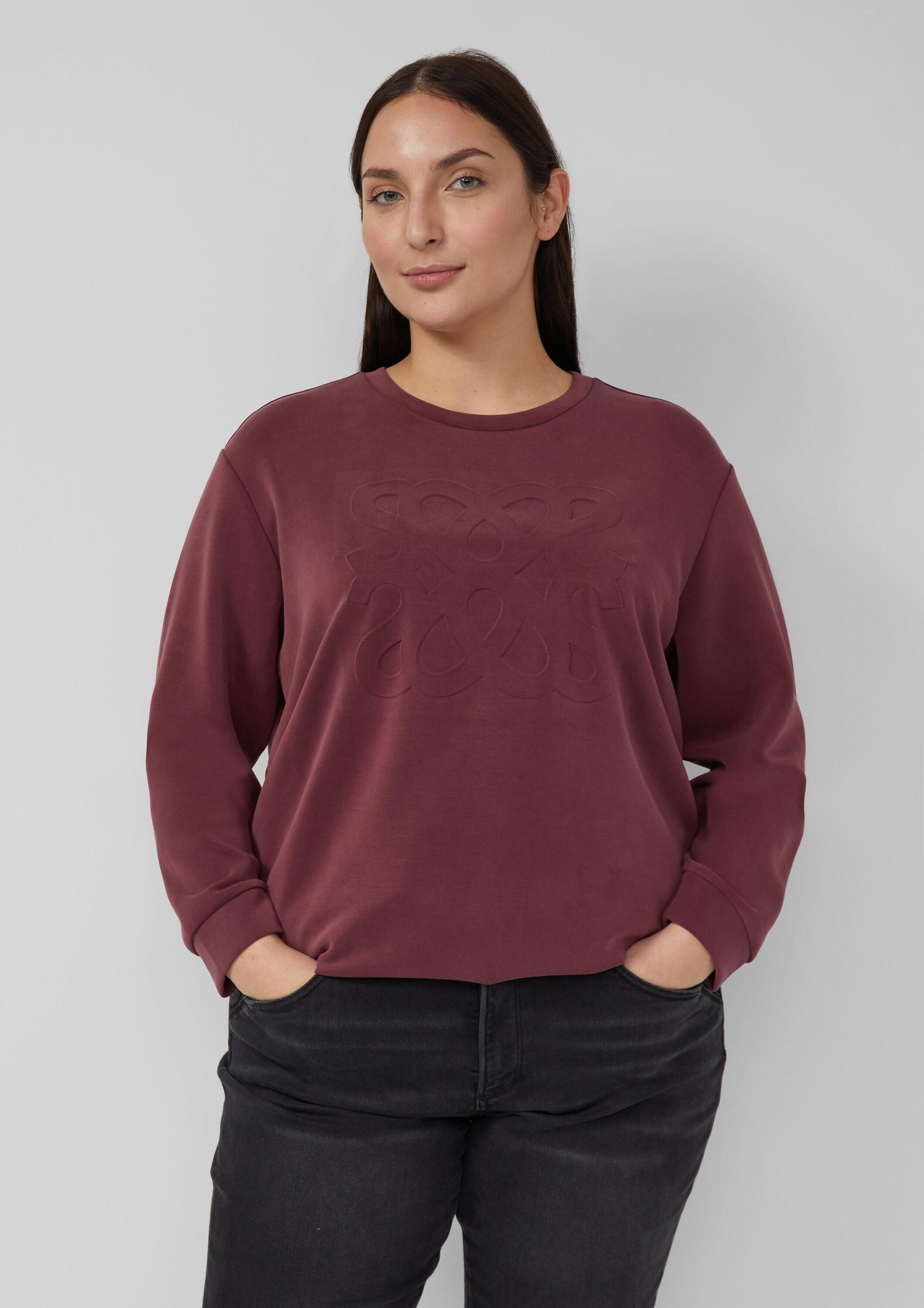 s.Oliver Sweatshirt Sweatshirt Scuba-Sweatshirt im Relaxed Fit mit Prägung