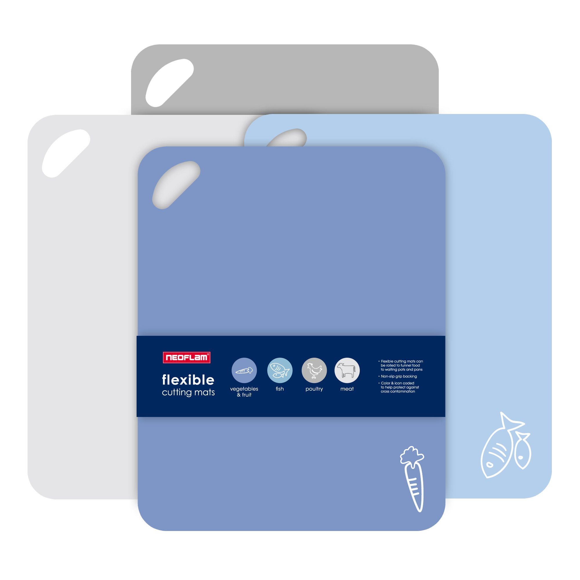 NEOFLAM® Schneidebrett Flexible Schneidematten, 4tlg., Kunststoff, (4-St)