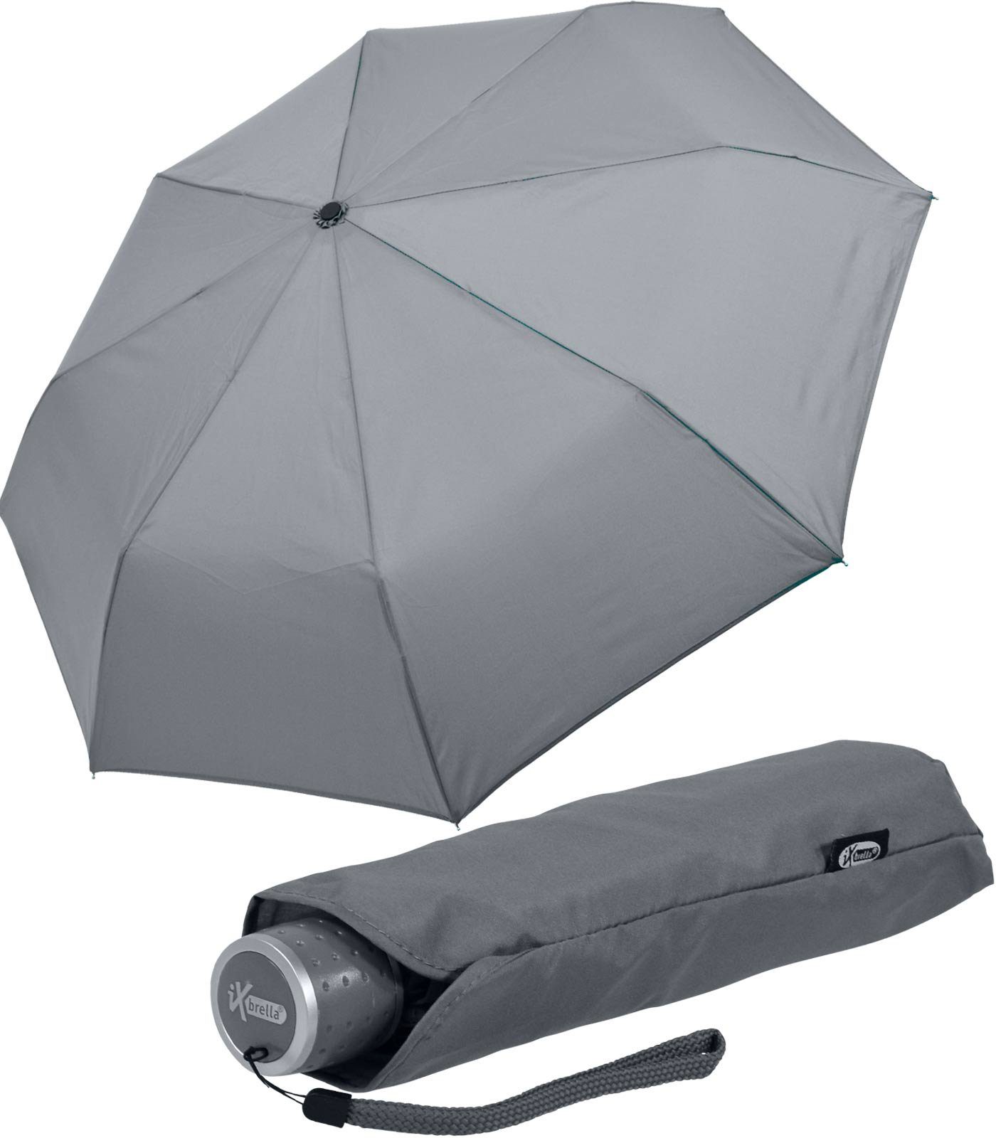 iX-brella Taschenregenschirm Mini Ultra Light - mit großem Dach - extra leicht, dezent grau
