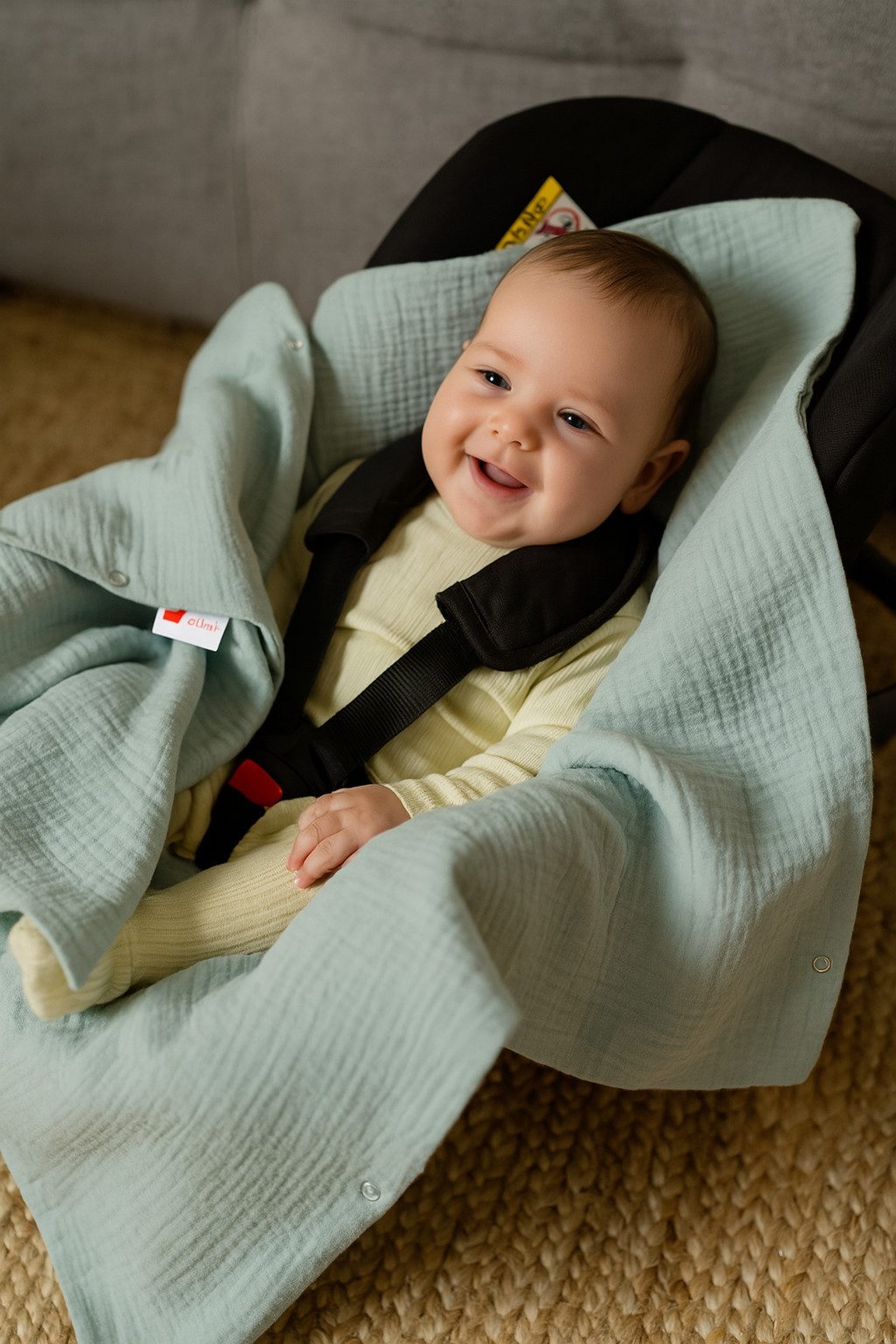 BabyLux Babyschale Einschlagdecke Babyschale Autositz Babydecke 80x80 cm aus Musselin, Grün_Hell_80x80