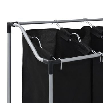 furnicato Wäschekorb mit 3 Taschen Schwarz Stahl