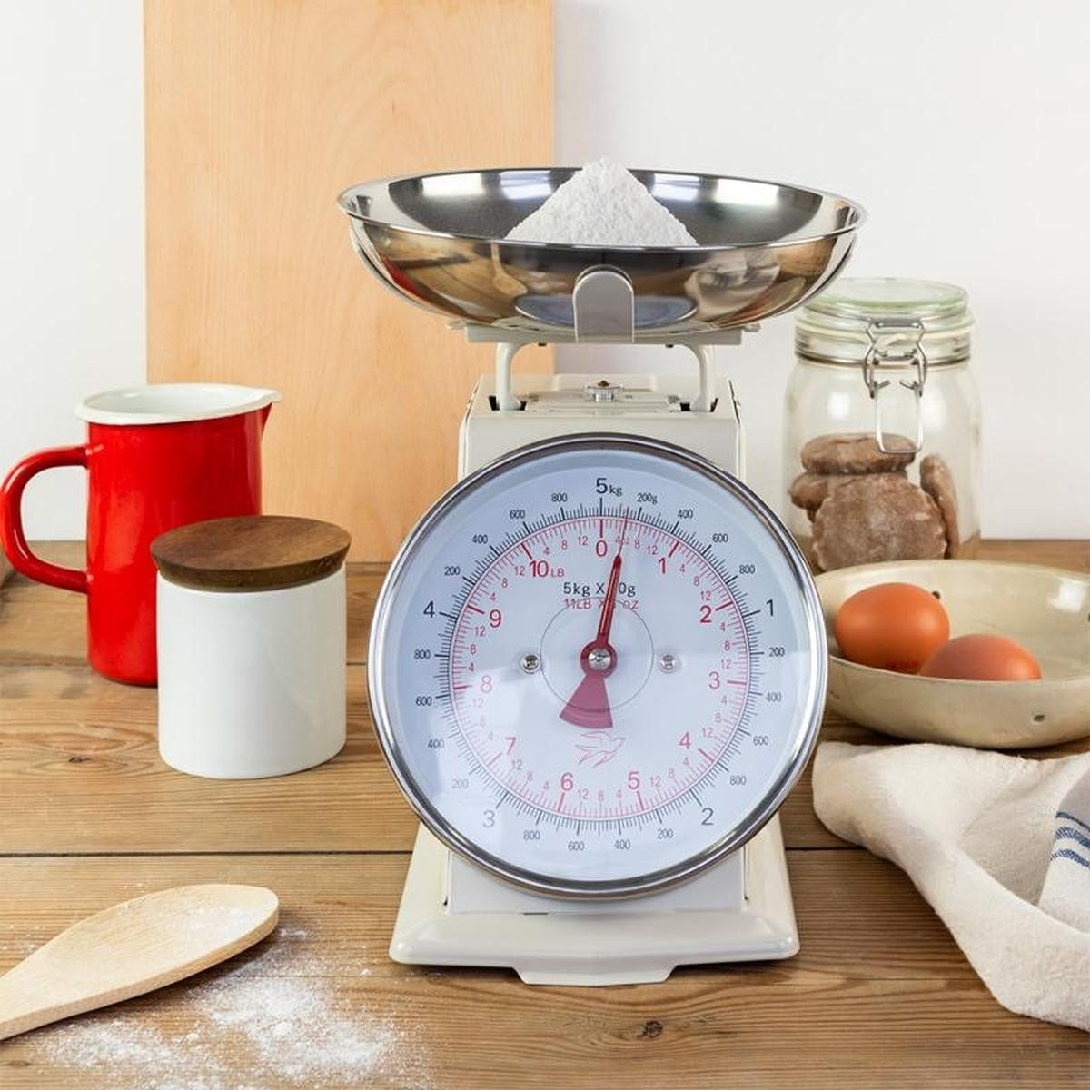 Rex London Küchenwaage Mechanische Küchenwaage mit Edelstahlschüssel für Backen & Kochen