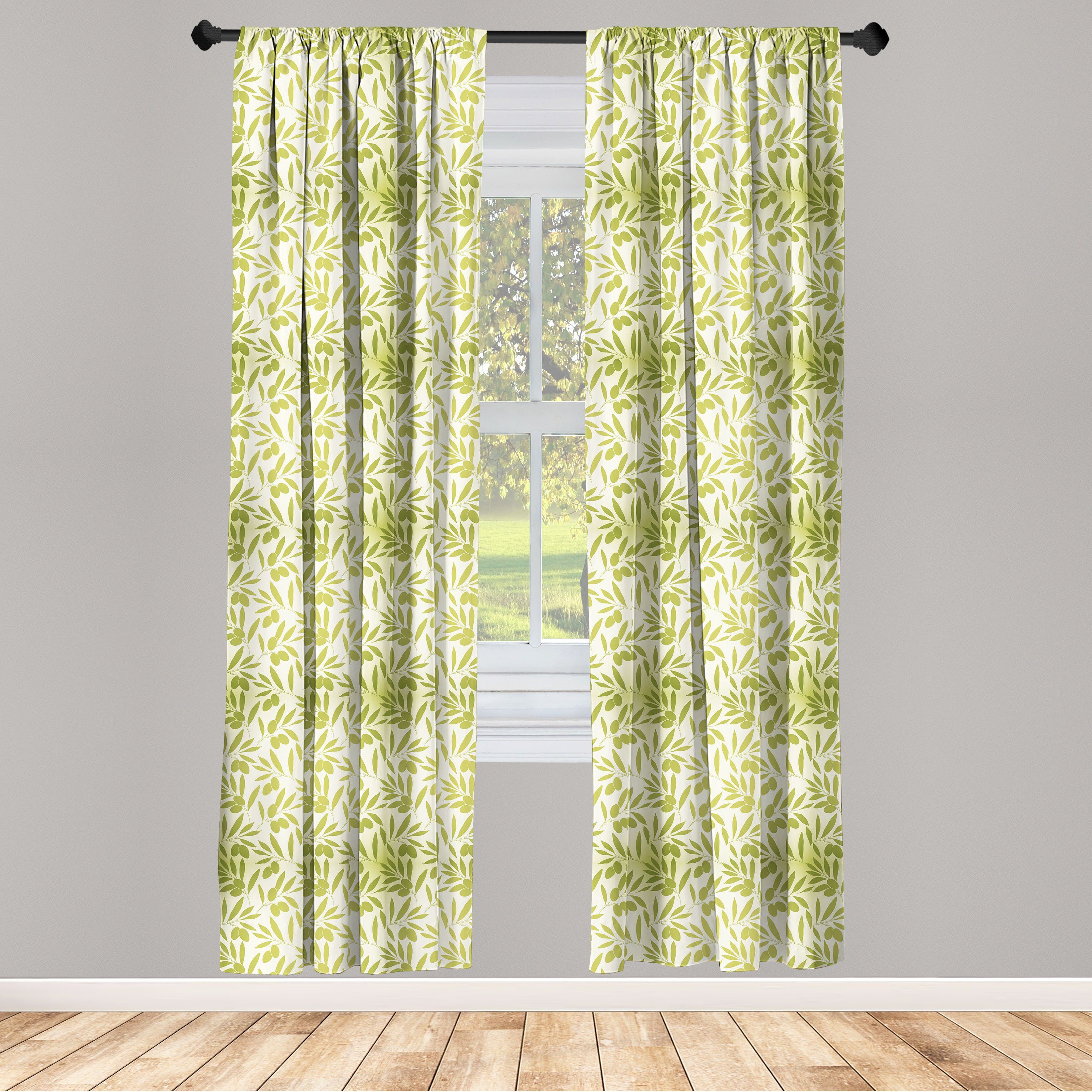 Gardine Vorhang für Wohnzimmer Schlafzimmer Dekor, Abakuhaus, Microfaser, Botanisch Olive auf belaubten Zweigen