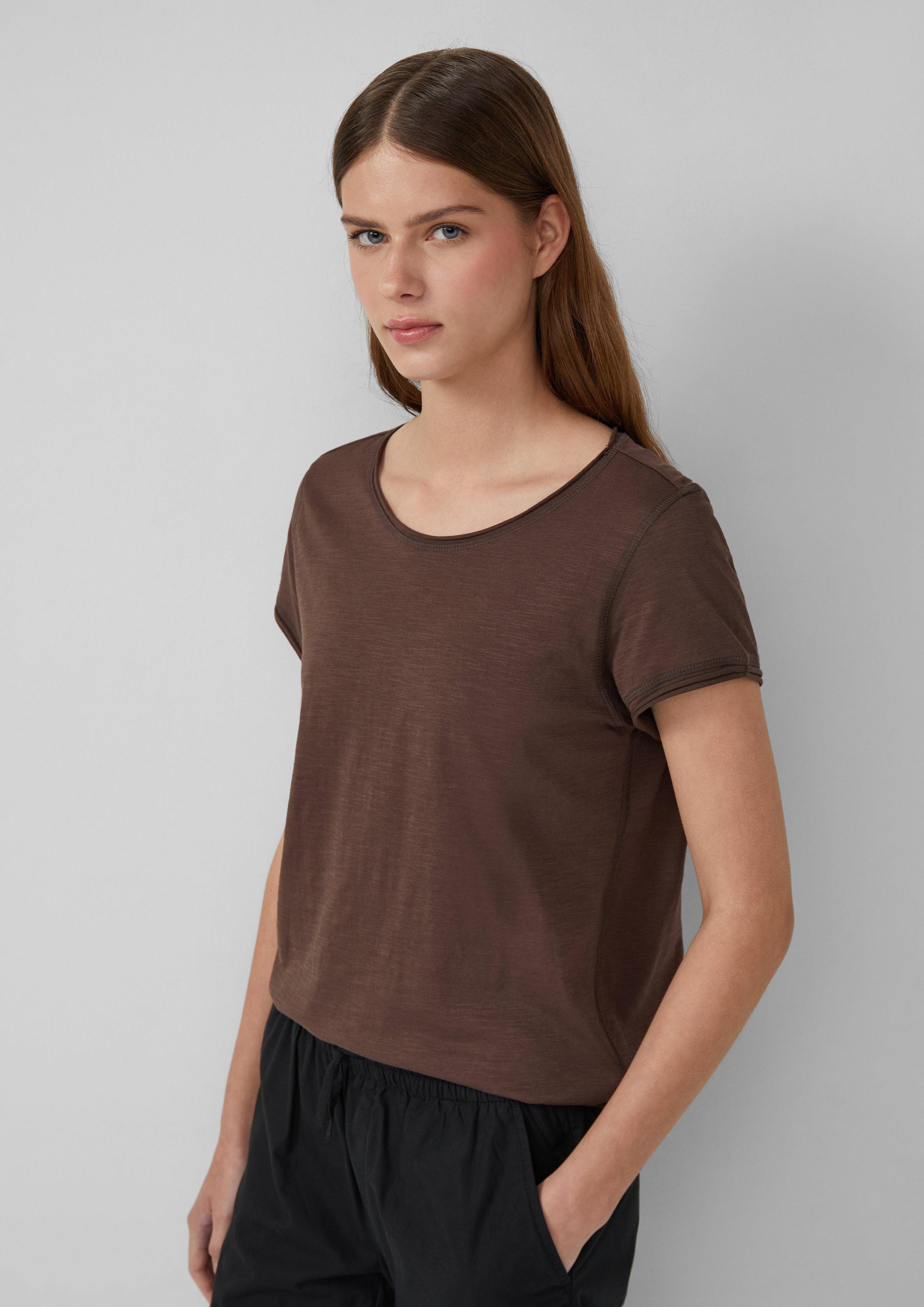 s.Oliver Kurzarmshirt T-Shirt mit Rollkanten und günstig online kaufen
