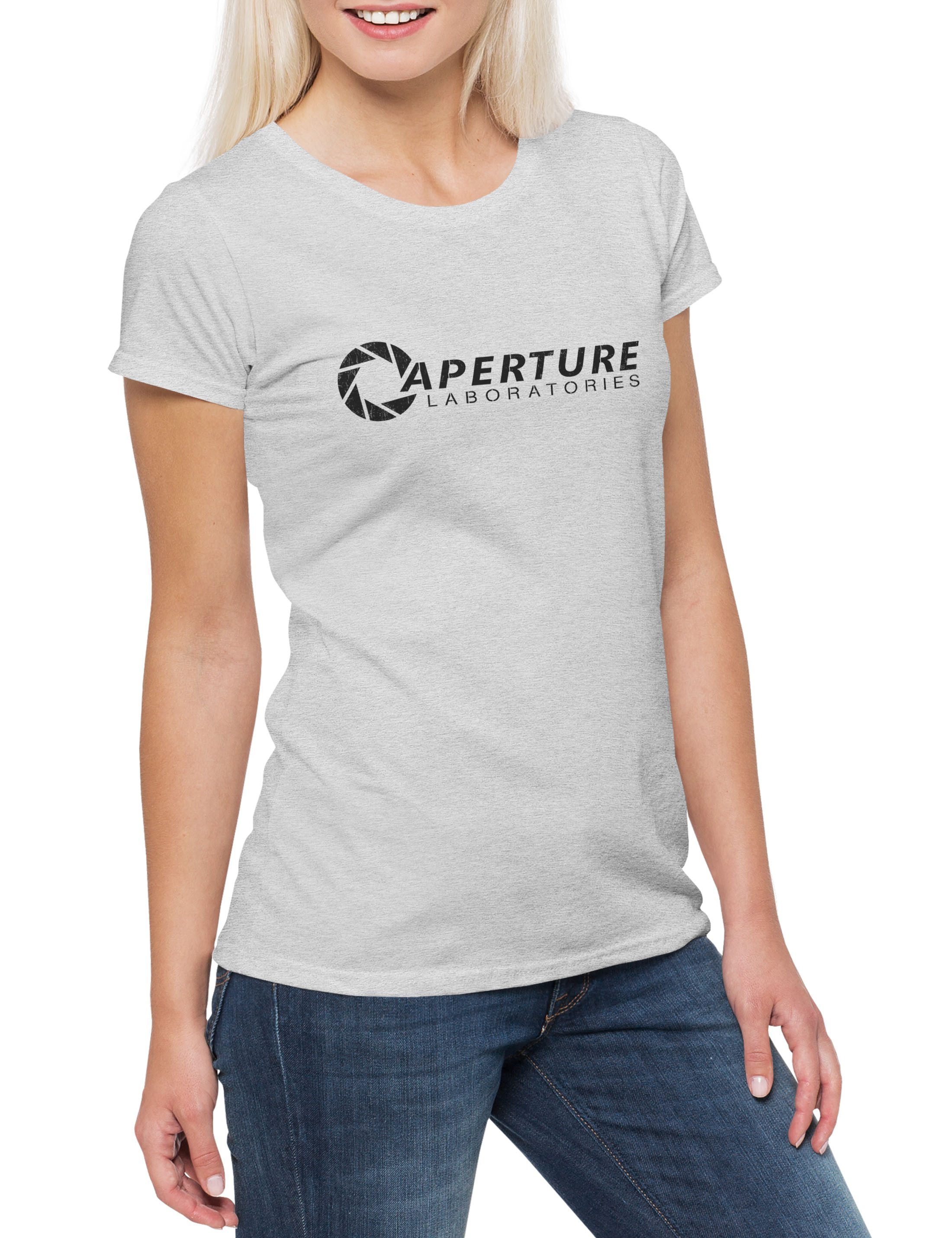 Print-Shirt Vintage Aperture Laboratories Damen T-Shirt Science Logo Labs Game