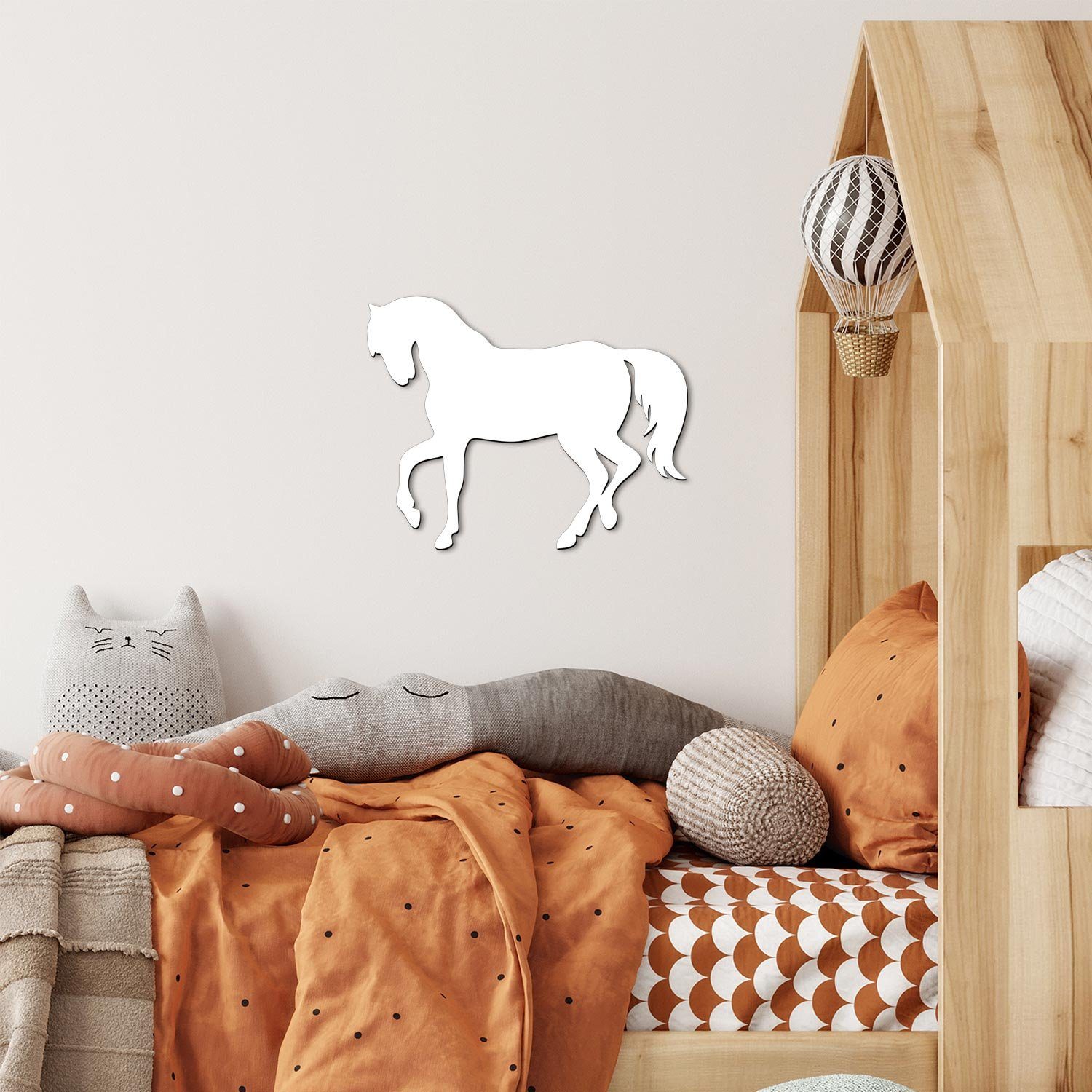 Wandlampe Holz, LED Dekolicht integriert, 'Pferd' warmweiß, Nachtlicht Lampe aus Nachtlichtfunktion, Kinderzimmer Namofactur LED fest Wand Schwarz Deko