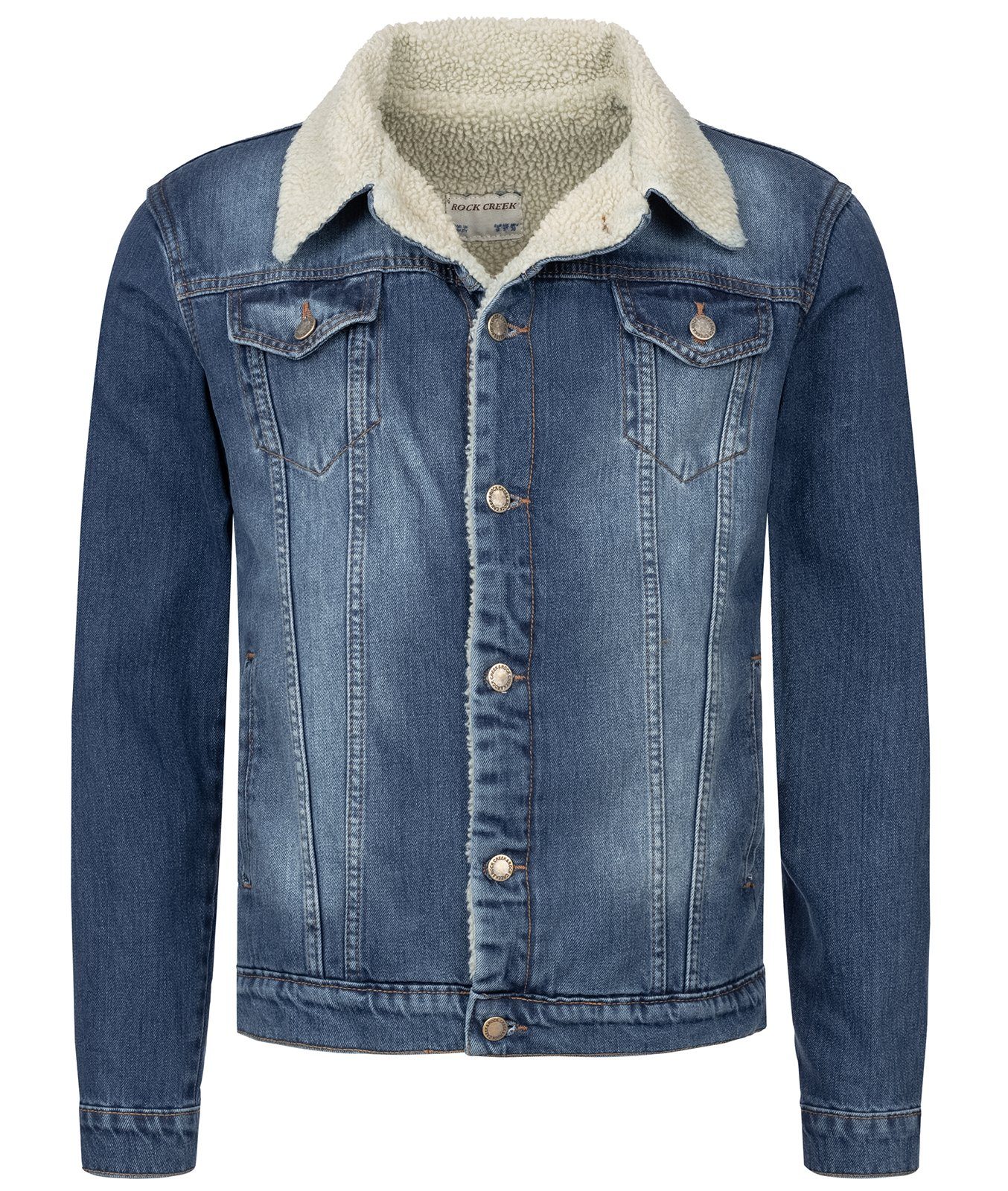 Rock Creek Winterjacke Rock Creek Winter Jeansjacke mit Teddyfellkragen H-217