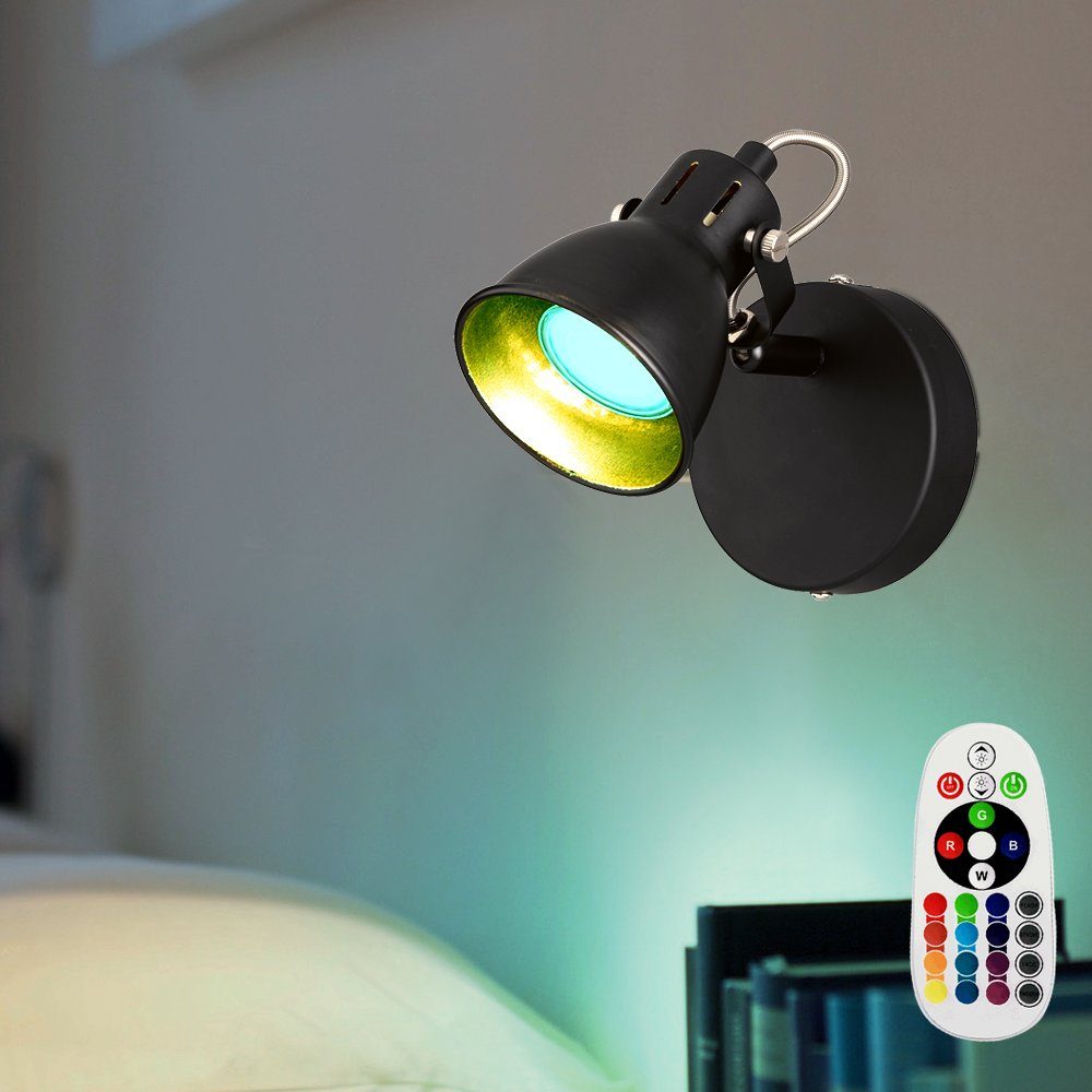 etc-shop LED Wandleuchte, Leuchtmittel inklusive, Warmweiß, Wandstrahler schwarz gold Wandlampe Spot schwenkbare Wandleuchte