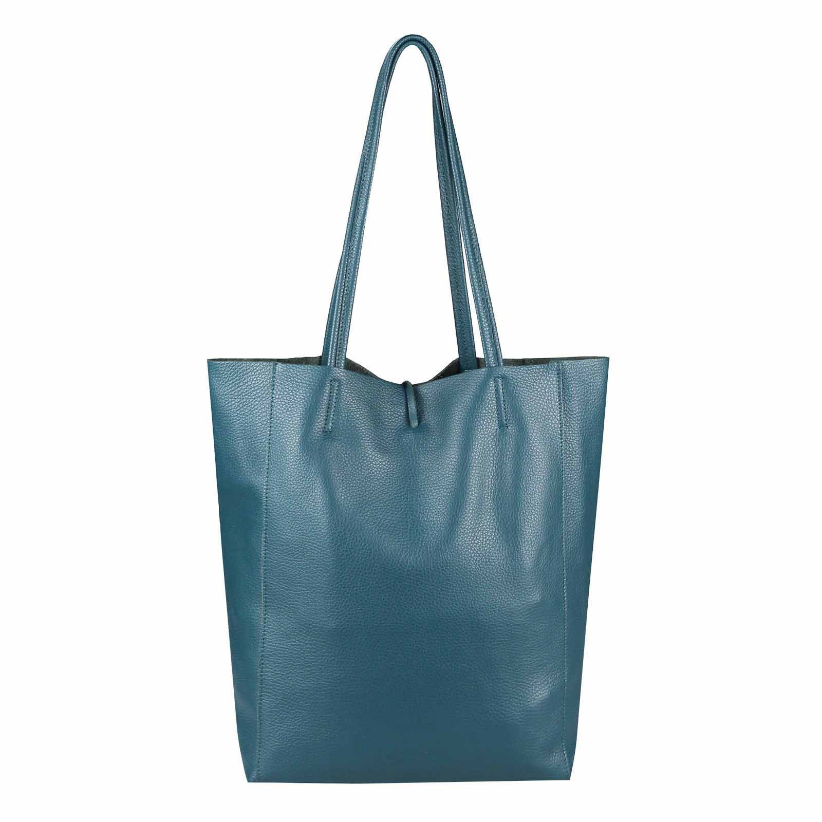 ITALYSHOP24 Schultertasche Made in Italy Damen Premium Leder SHOPPER Tasche HOBO Umhängetasche, Echtleder Business Bag leicht groß klassisch sicher geräumig Beutel