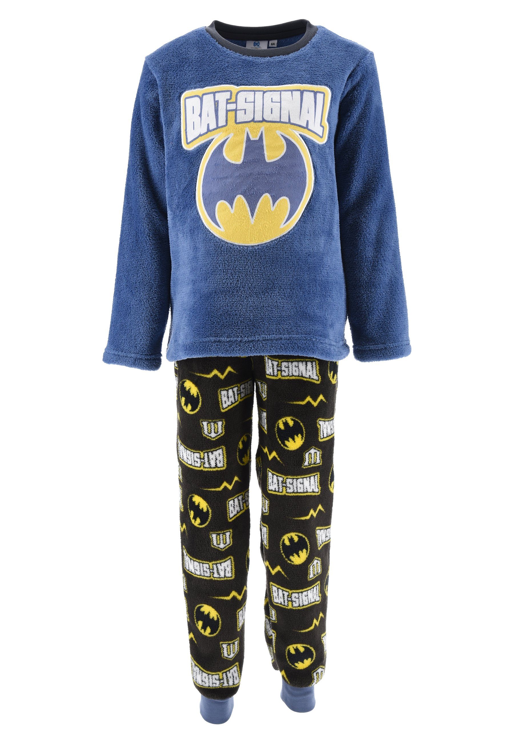 ONOMATO! Schlafanzug Bat-Signal Kinder Jungen Pyjama langarm Nachtwäsche (2 tlg) Blau