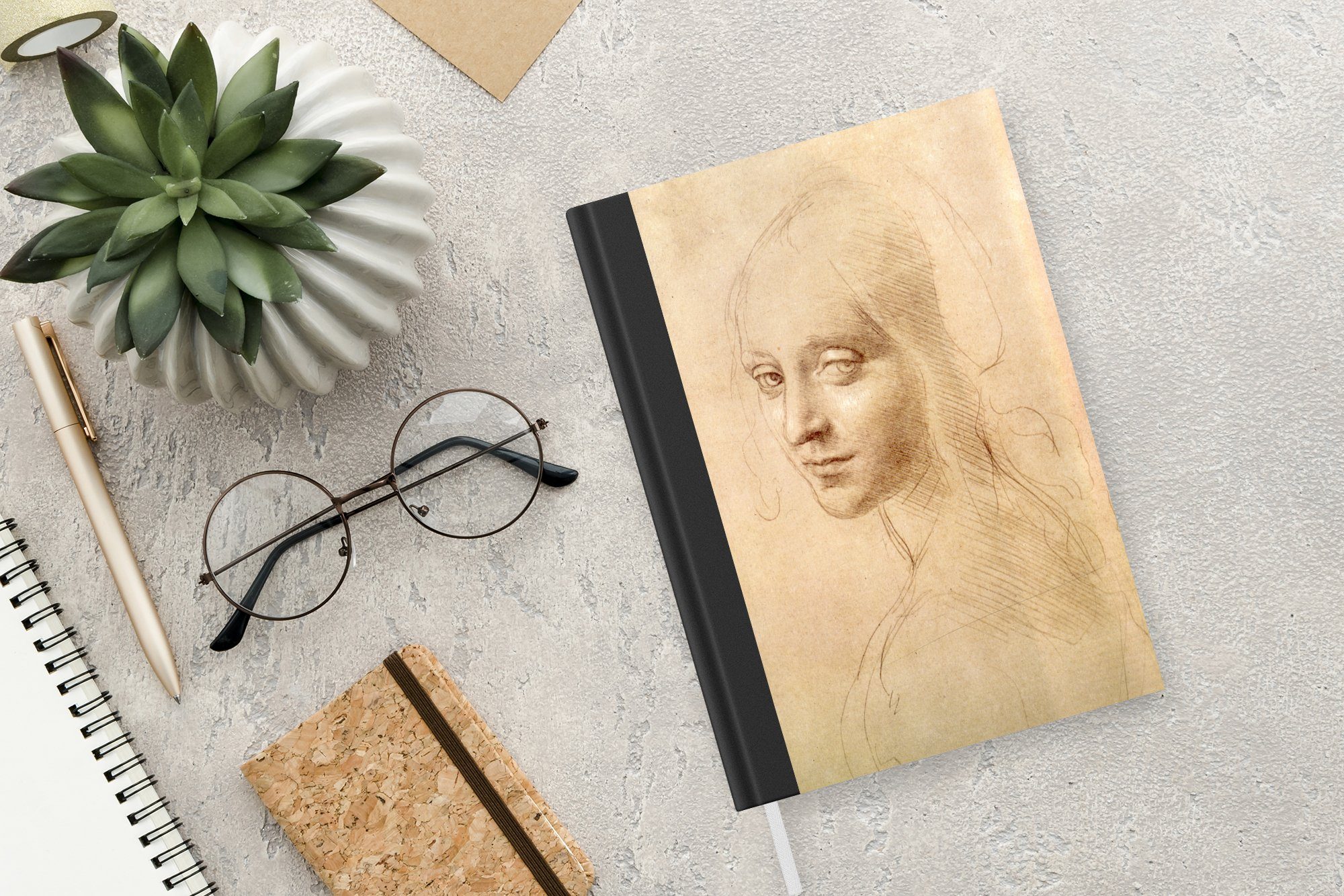 Skizze Tagebuch, Haushaltsbuch Merkzettel, MuchoWow Notizbuch Leonardo Journal, da Vinci, 98 A5, - Notizheft, Seiten,