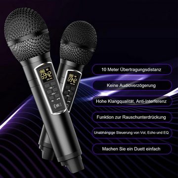 yozhiqu Tragbare Karaokemaschine mit 2 drahtlosen UHF-Mikrofonen Karaoke-Maschine (Bluetooth-Anschluss mit LED-Lichtern für draußen/ drinnen/Hochzeiten)