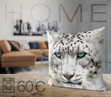Kissenbezug, VOID, Sofa-Kissen Schneeleopard Outdoor Indoor Katze Leo Leopard Raubkatze