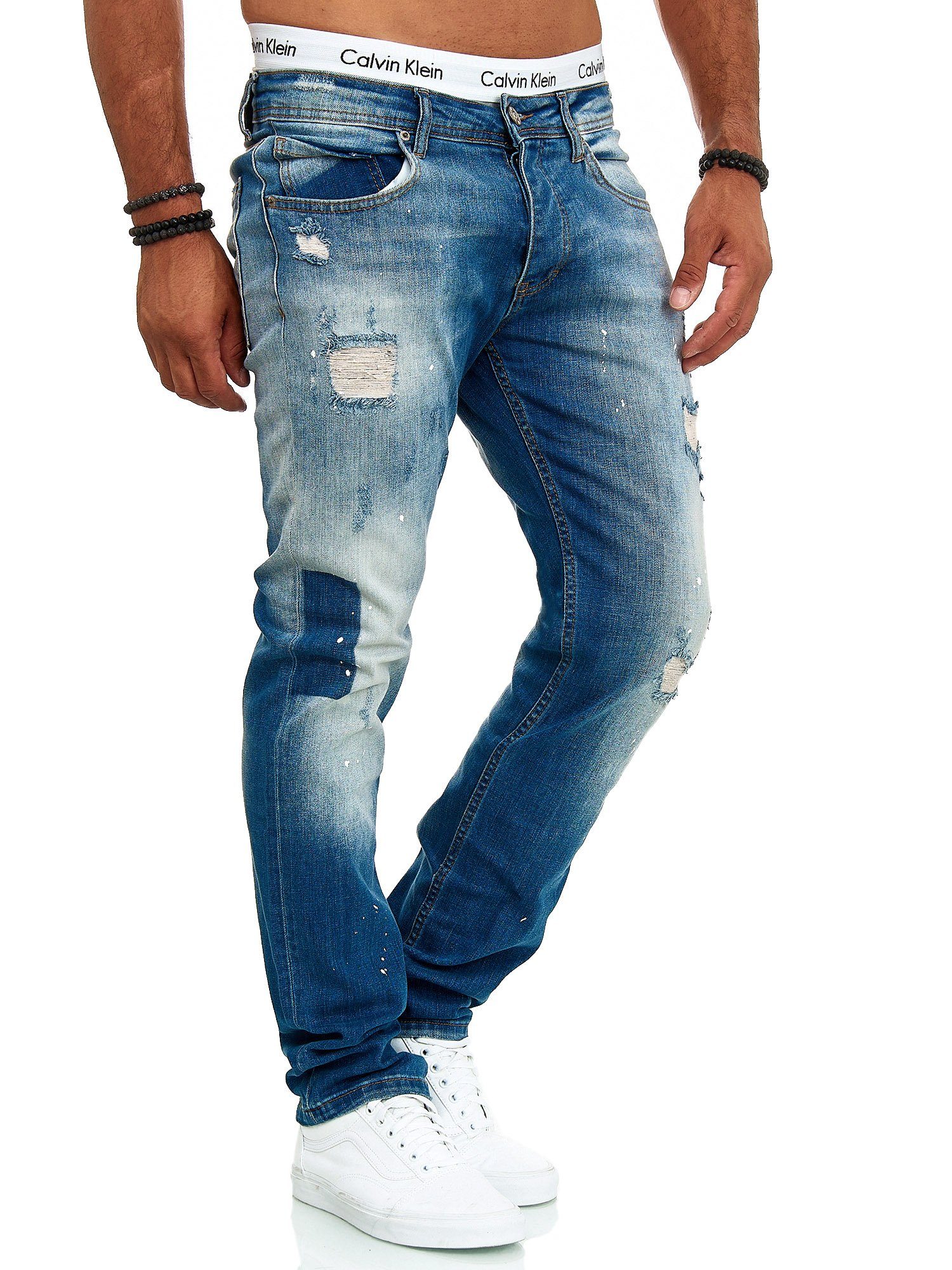 J-700C im Blau 708 Design) Casual Freizeit (Jeanshose modischem OneRedox Business 1-tlg., Straight-Jeans Designerjeans Bootcut,