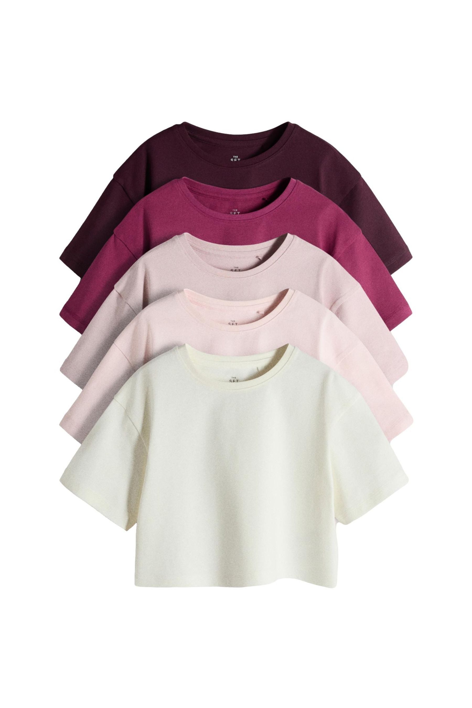 T-Shirt The Set verkürzte Oversized Fit T-Shirts, 5er-Pack