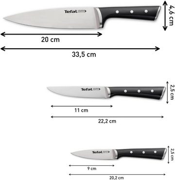 Tefal Topf-Set G719S7_K2323S74 Duetto+ Ice Force, Edelstahl (Set, 10-tlg., Kasserolle 16 cm, Töpfe mit Deckel 16/20/24 cm), rostfreier Edelstahl, Deckel m. Abgießfunktion, inkl. 3tlg. Messer-Set